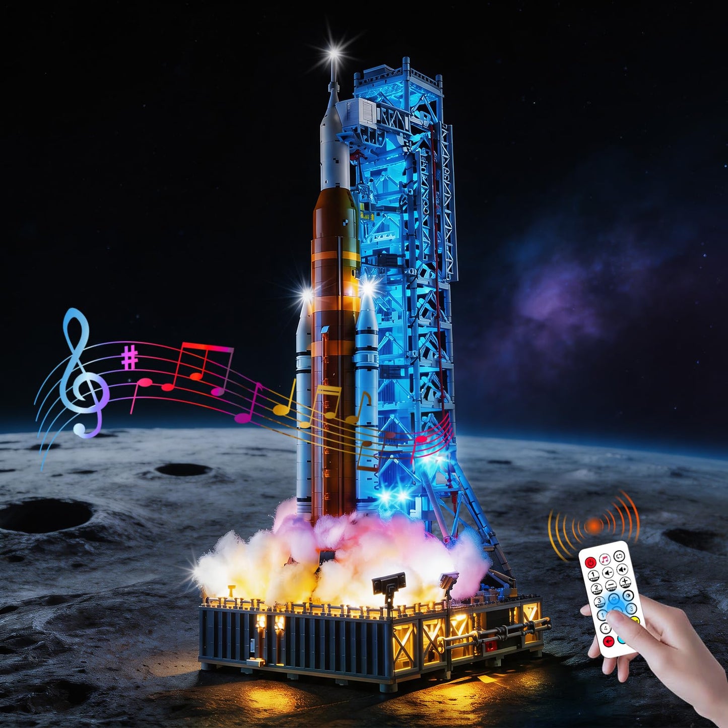 BrickSoul RC Light Kit Compatible with Lego 10341 NASA Artemis Space Launch System Rocket Building Set | Upgraded RC & Multi-Mode Dimming & Selectable Sound Effects(10341 Set NOT Included)
