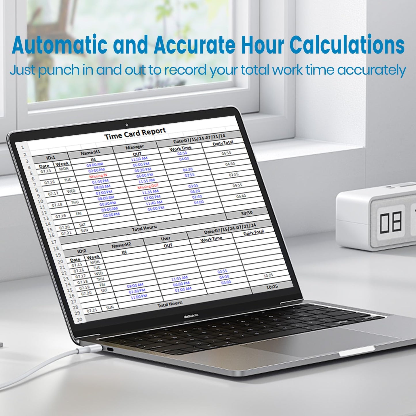HapAttend Time Clock Bundle with 15 RFID Cards, 0 Monthly Fees Standalone Biometric Time Attendance Punch Machine with Fingerprint, RFID and PIN