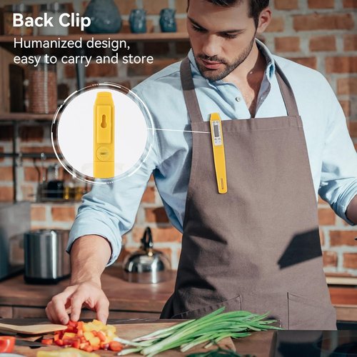 Akozon Digital Food Thermometer - High Accuracy Automatic Calibration | Compact Yellow Pocket Design