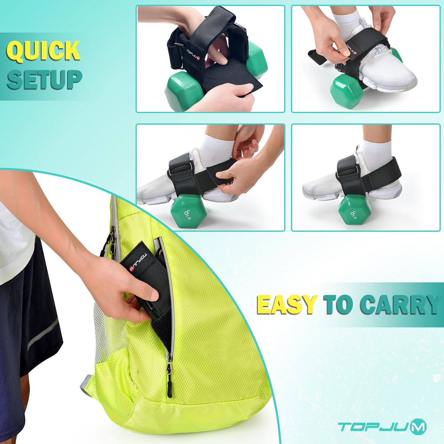 TOPJUM Dumbbell Foot Attachment, Tibialis Trainer, Adjustable Ankle Weights for Monkey Feet, Tib Bar, Ankle Straps for Weight Lifting, Leg Workouts at Home for Hip Flexors, Shin Splint, Hamstring