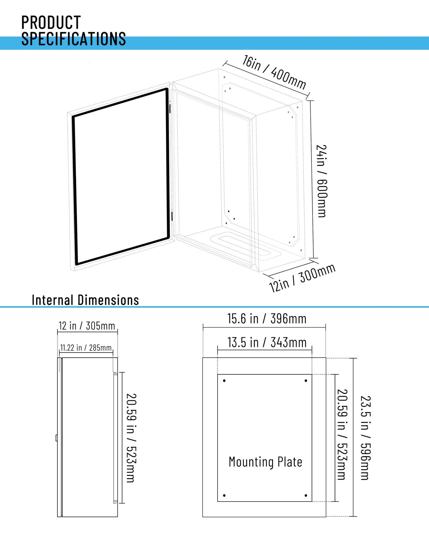 Waterproof Electrical Enclosure 24 x 16 x 12'', Outdoor Electrical Box Weatherproof, Electrical Junction Box with Reinforced Lock