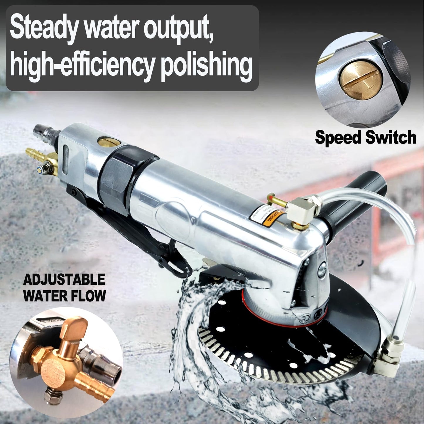 Air Angle Grinder, 4-1/2 inch Grinder Tools with Grinding and Cutting Wheels, Wet Grinder Machine for Marble, Granite, Stone, also for Cutting, Grinding, Polishing and Rust Removal
