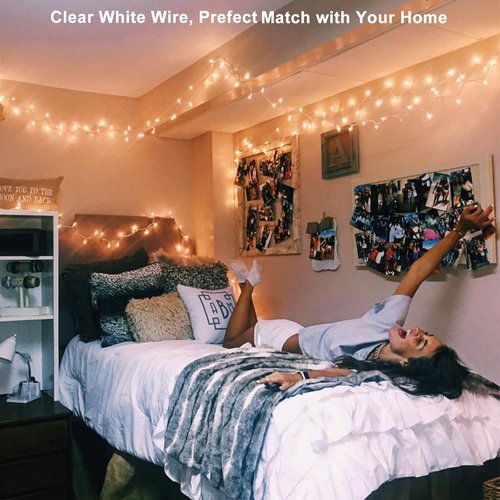 Brizled Clear Christmas Lights - 300 Count 69.6ft Connectable Indoor/Outdoor White String Lights