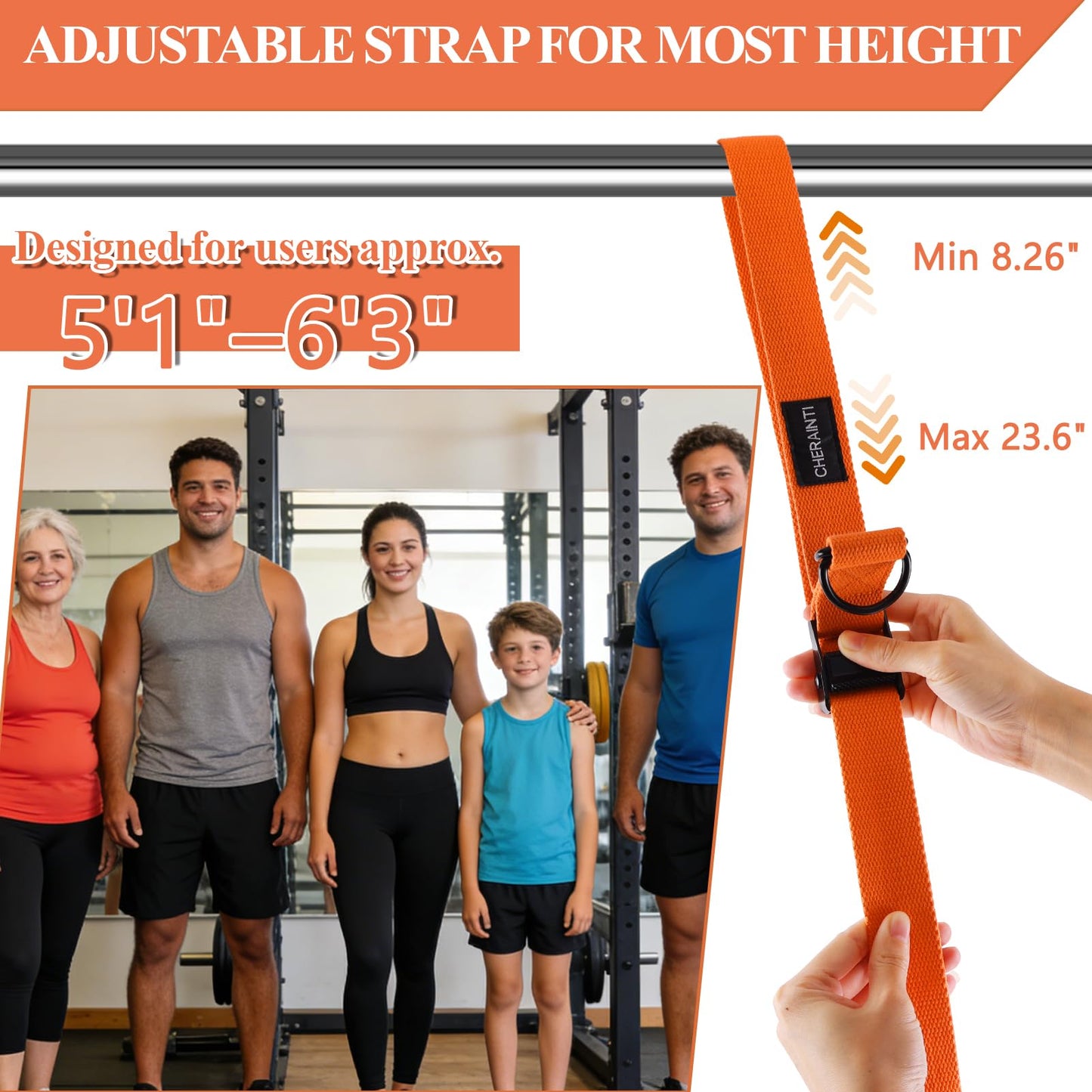 CHERAINTI Pull Up Assistance Bands, 375lbs Heavy Duty Pullup Assist Band Set with 5 Resistance Bands, Adjustable Strap, Comfortable Foot/Knee Rest, Handles & Door Anchor for Home Gym Strength Training