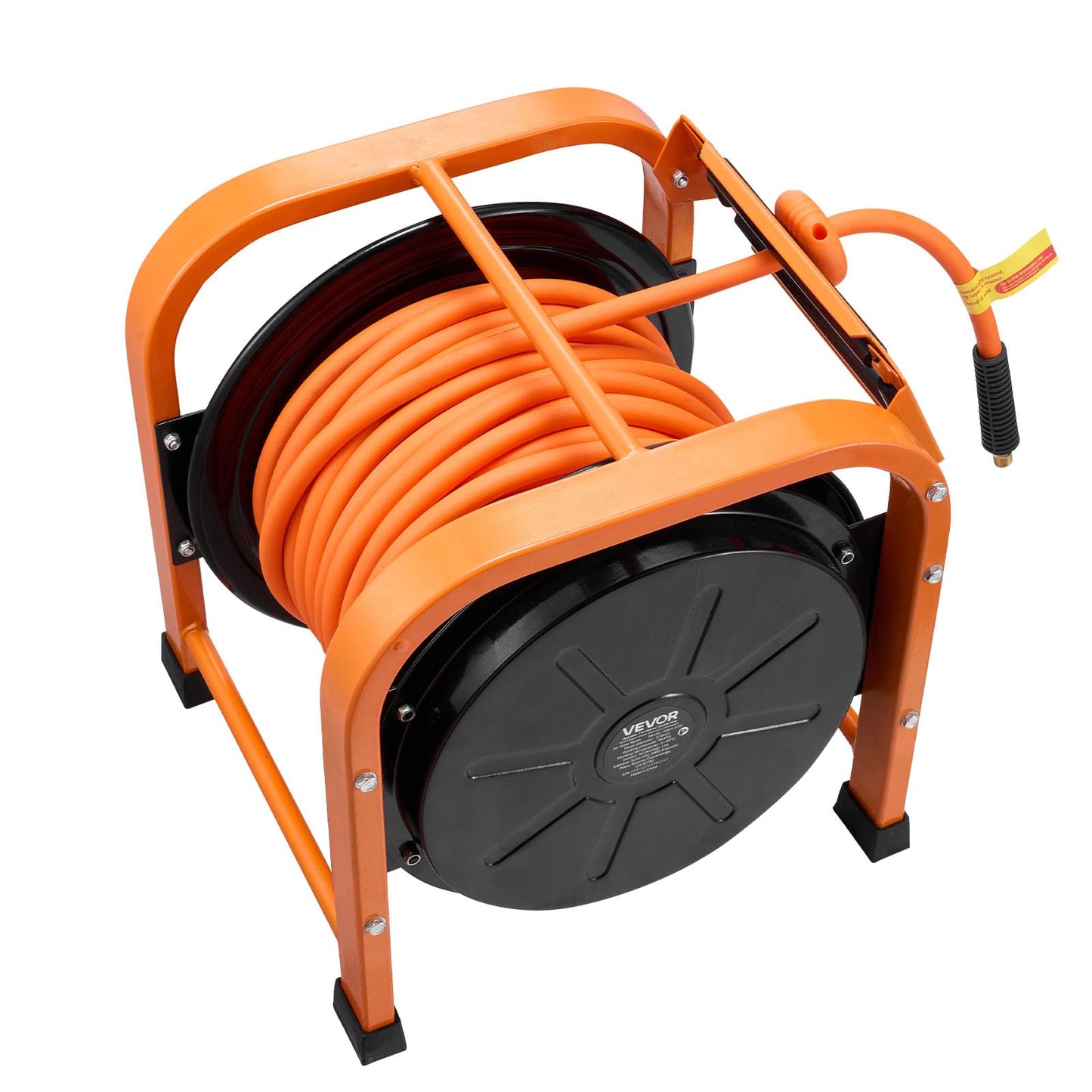 VEVOR Retractable Air Hose Reel, 3/8 Inch x 100 FT PVC Air Hose Max 300PSI, Auto Rewind Air-Compressor Hoses Reel with 5 ft Lead in, Portable Freestanding Heavy Duty Steel Reel for Garages Workshops