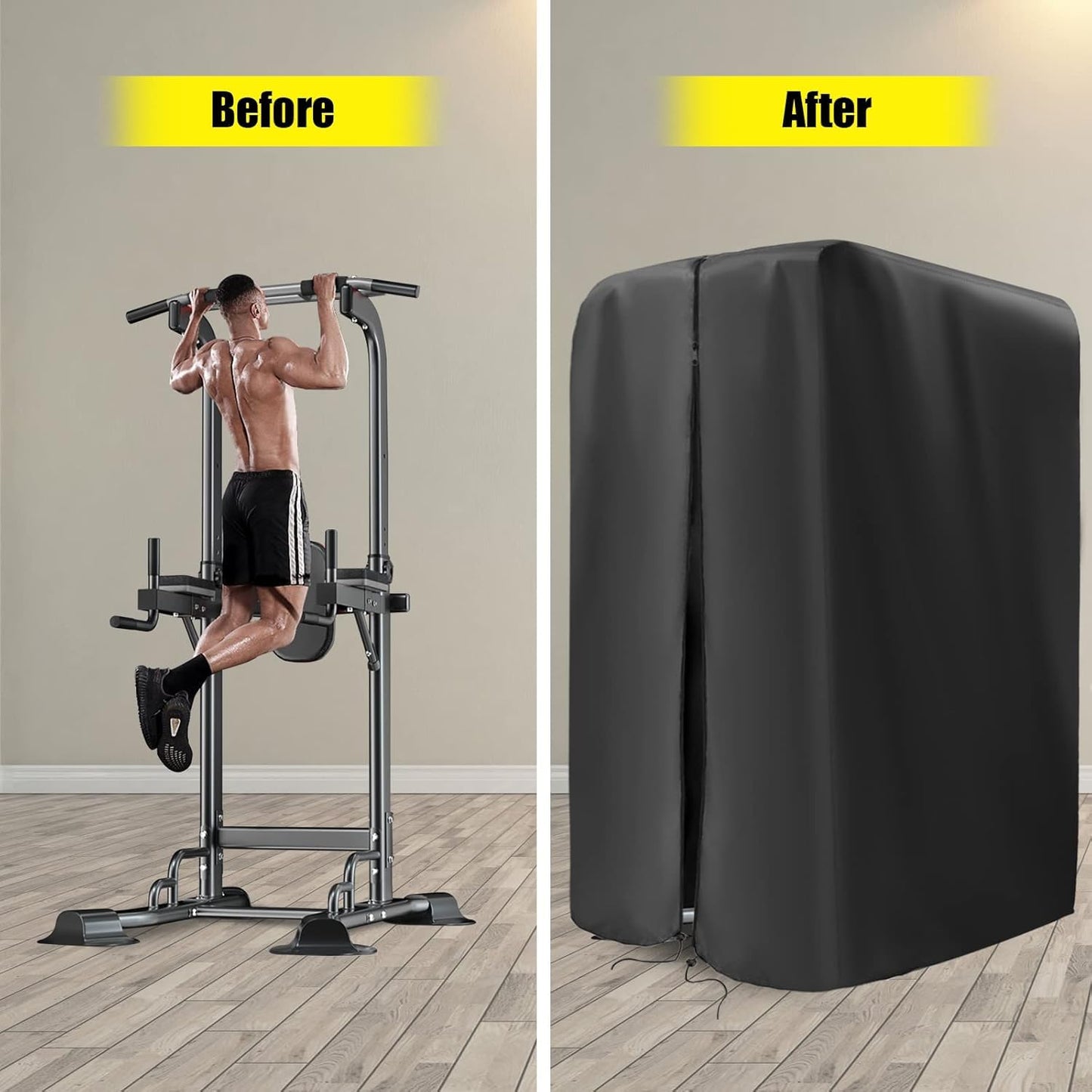 Kingling Pull Up Bar Station Cover, Pull Up Bar Stand Cover for Power Tower Home Strength Training Dip Stands Waterproof & Dustproof Protective Accessory - 38"L x 30"Wx 88"H