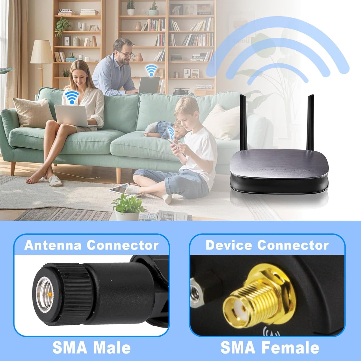 5G 4G 3G 2-Pack Eightwood LTE GSM Antenna Wide Band Omnidirectional SMA Male Antenna for CPE Router Mobile Hotspot