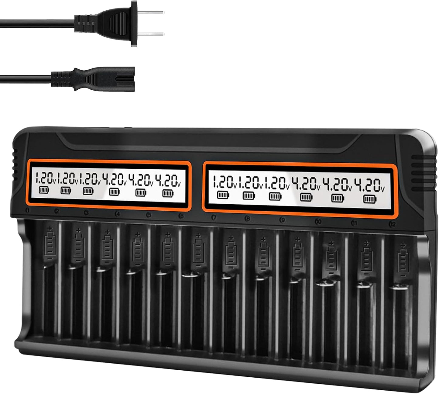 WAVYPO 18650 12 LiFePO4 21700) Battery Charger, Bays Smart Universal LCD Charger for Rechargeable Li-ion IMR AA AAA