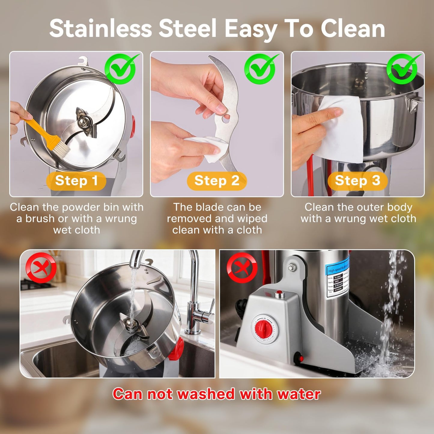 Jivoxia 3000G Grain Mill, 3600W Flour Mill Grinder for Home, 36000 RPM Electric Stainless Steel Grinder for Commercial & Kitchen Use, 270° Swivel for Soybean, Millet, Coffee and Other Dry Foods