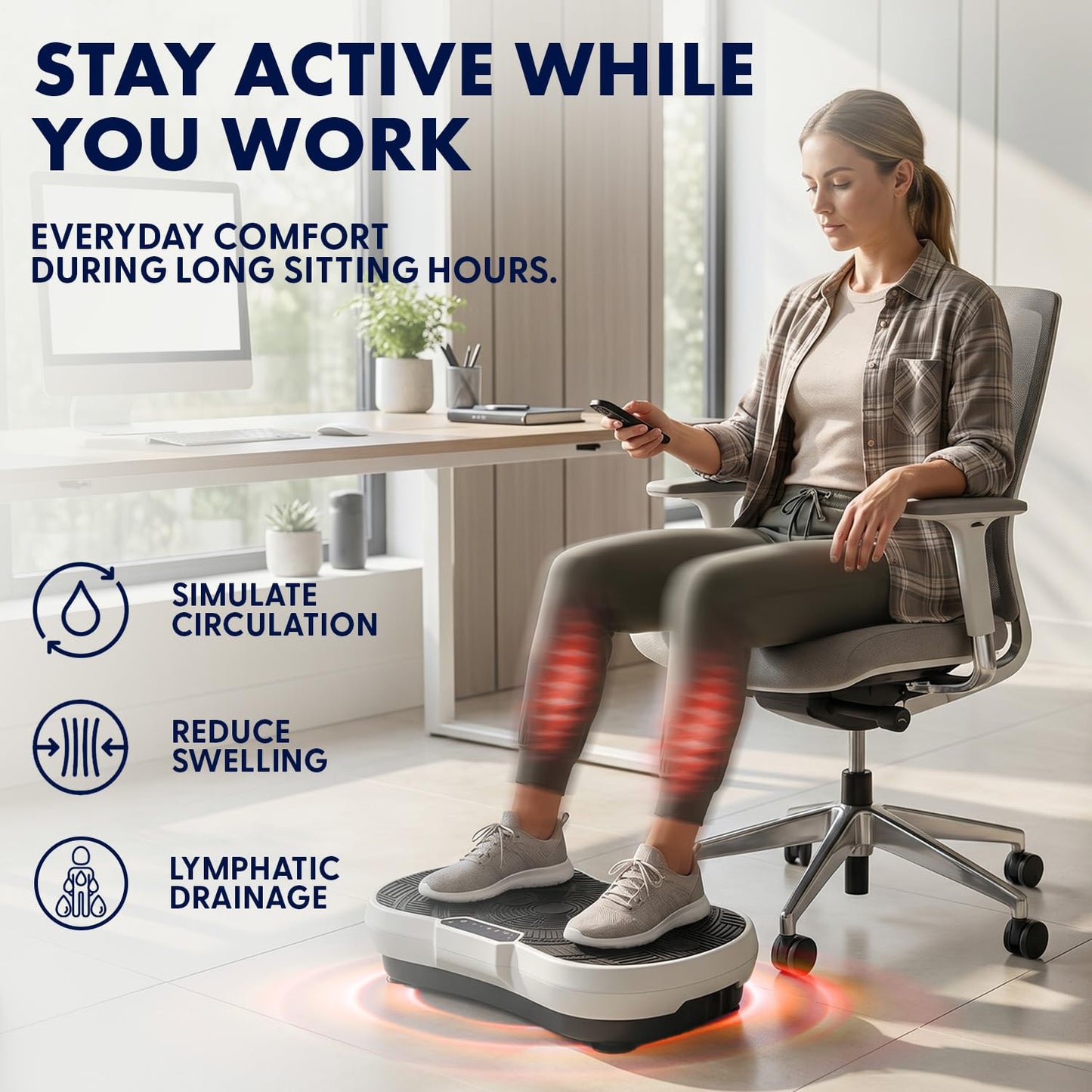 SQUATZ Vibration Plate Exercise Machine | Low-Impact Full Body Vibrator Plate with 99 Speed Levels & 9 Preset Programs | Resistance Bands & Remote Included | 265 lb Capacity | For Home & Office | Gray
