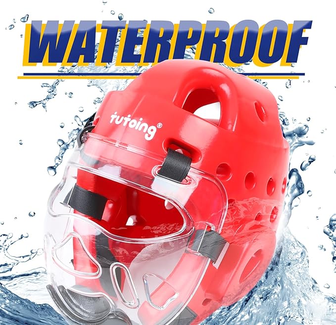 Kids Adults Karate Headgear with Face Shield, MMA Martial Arts Headgear Boxing Soft Helmet Taekwondo Sparring Head Gear