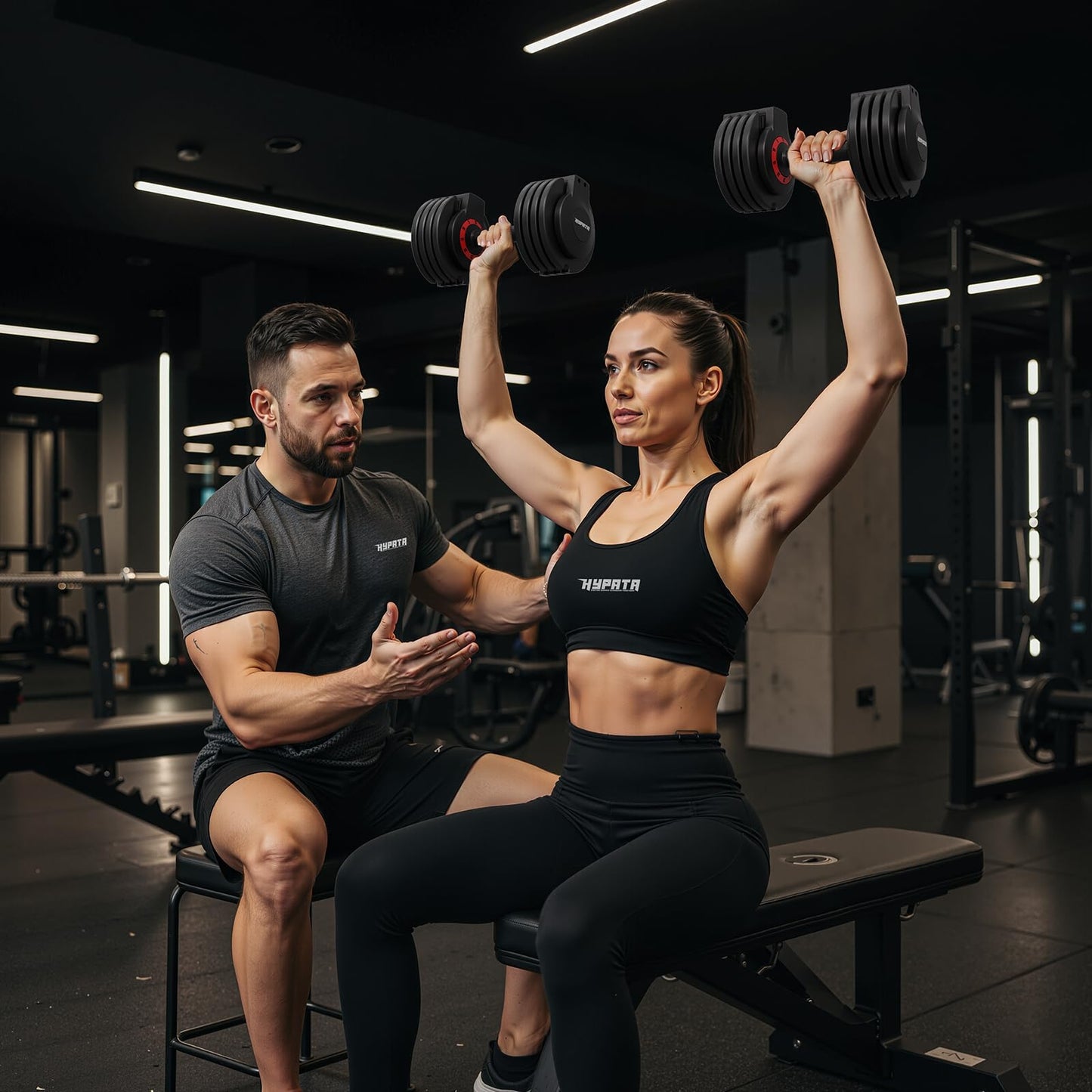 HYPATA 25 lbs Pair Adjustable Dumbbell Set, Fast Adjust Weight with Tray Suitable, Adjustable Dumbbells for Full Body Workout