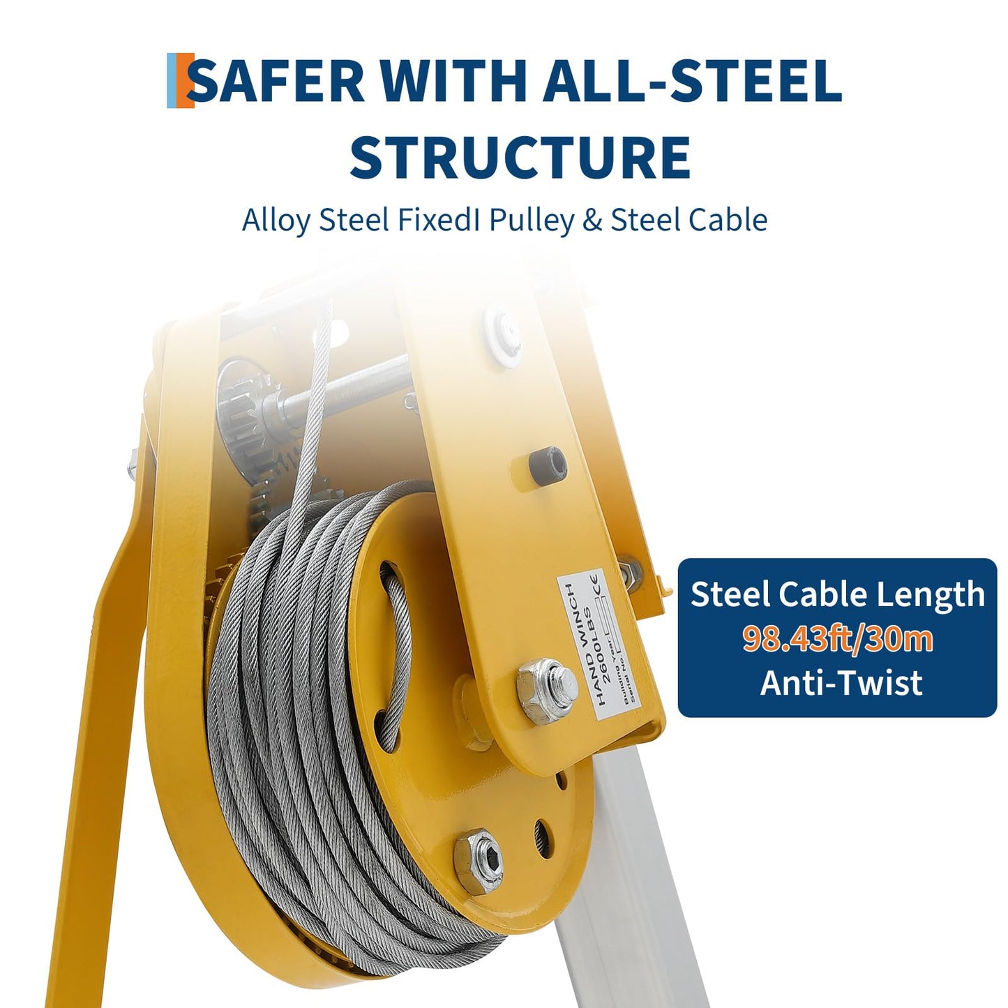 Confined Space Aid Tripod Kit – 1200 Lb Winch, 8' Adjustable Steel Legs, 98' Anti-Rotation Cable, 33' Fall Protection, Fall Arrester, Storage Bag – Industrial Equipment for Manhole & Tunnel Ope