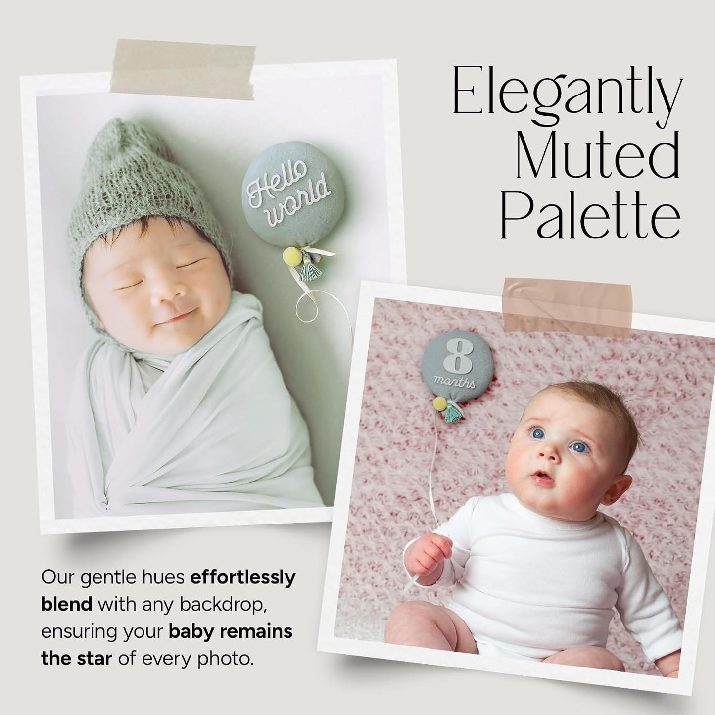 Set Balloon Baby Monthly Milestone Marker Signs, Photo Prop for Photoshoot | Stuffed Plush Balloon, Tassel, Pompom |
