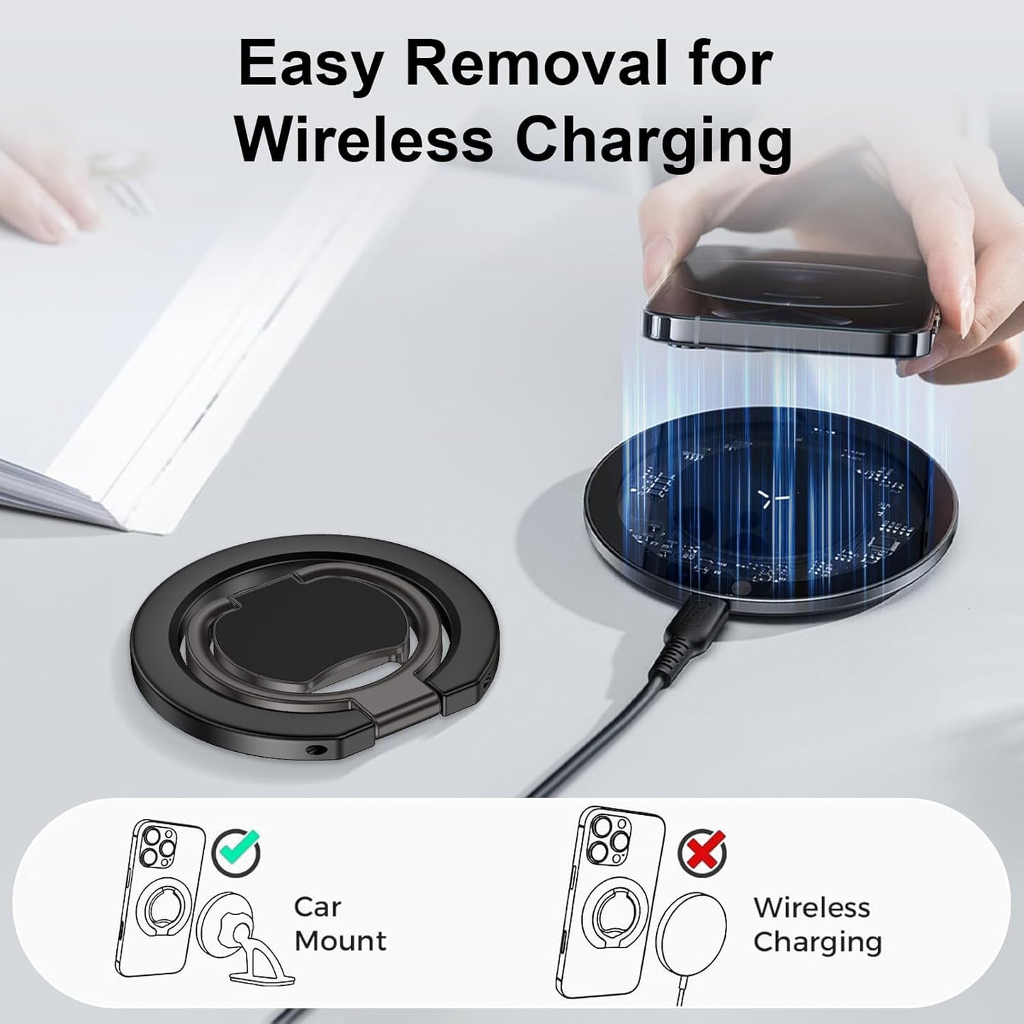 17 16 15 14 13 12 Magnetic Phone Ring Holder for Magsafe, Two-Sided Magnet Gym Finger Ring Kickstand Cell Phone Grip