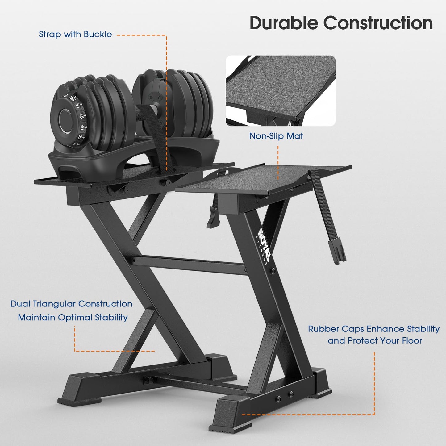 Royal Fitness Adjustable Dumbbell Rack Weight Rack Heavy Duty, Home Gym Dumbbell Storage Stand Holder, Black