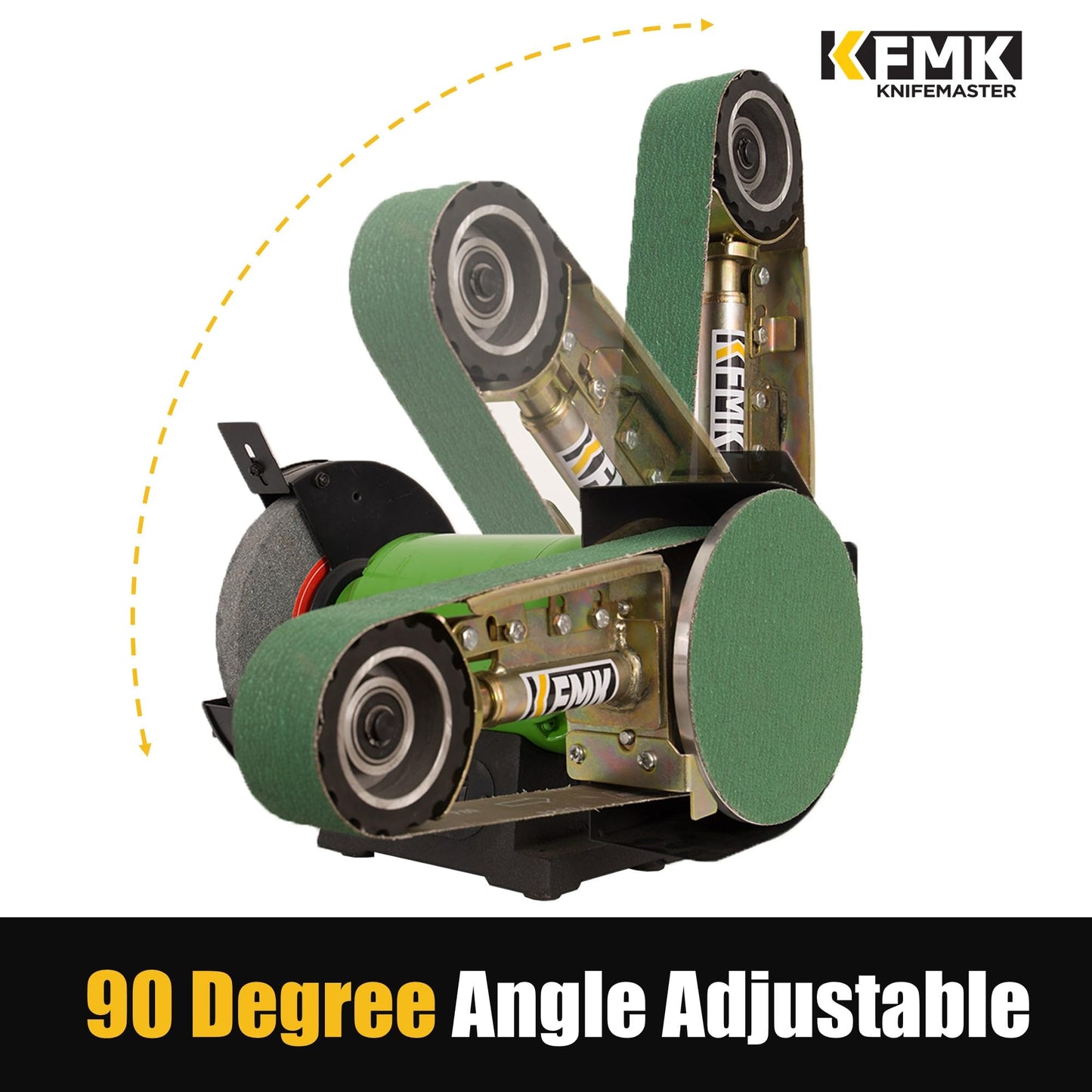 KFMK 2“x 36" Belt Sander Attachment for Bench Grinder, 2x36-inch Belt and 7-inch Disc, 5/8-inch Arbor for 8" inch bench grinder, BD3627B Updated Model