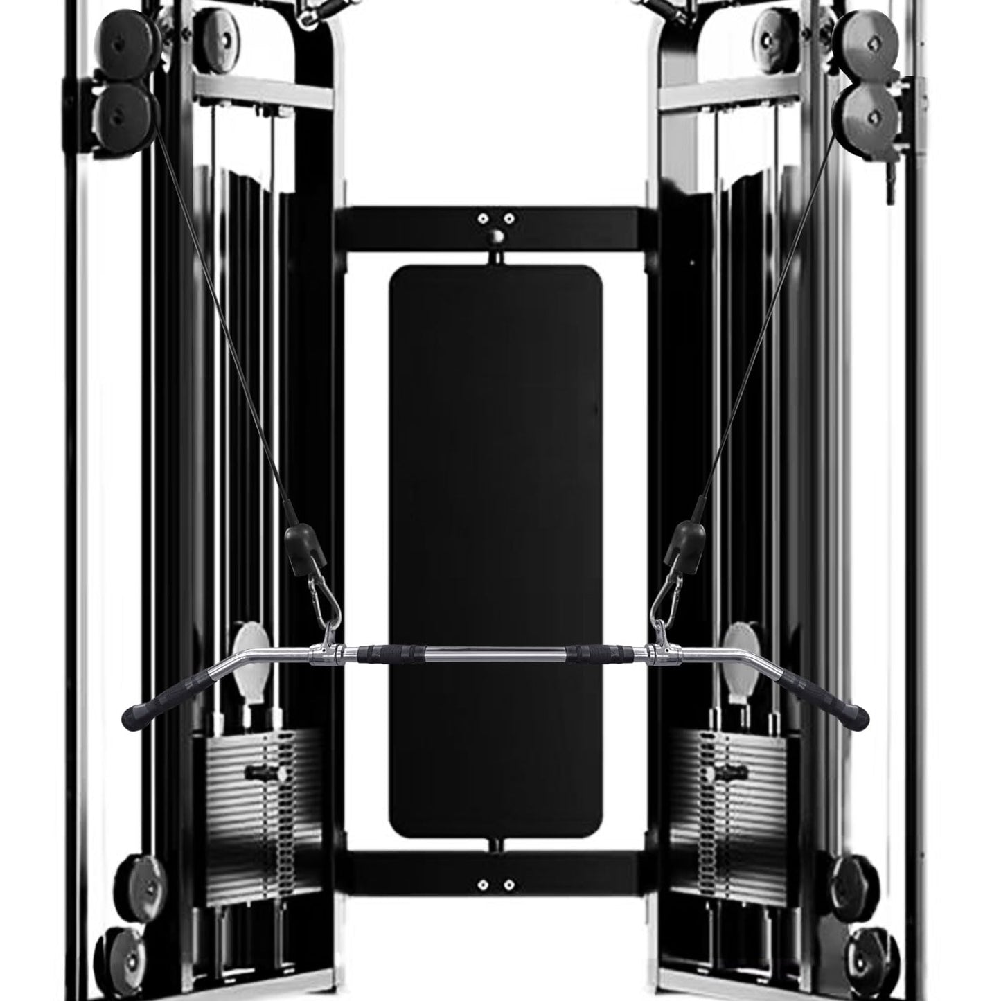 plzzree 48'' LAT Pull Down Bar: Rotating Double Hooks for Dual Pulley Cable Machine - Tricep Press Down Long Bar Pull Down Attachment for Home Gym, 11.8 Lbs