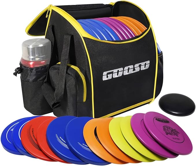 Disc Golf Set with Bag - 12 PCS Flying Disc Golf Discs for Beginner with Putter, Midrange, Driver | Portable Disc Golf Backpack Holds 28+ Discs Free Stand Bag Design for Convenient Use
