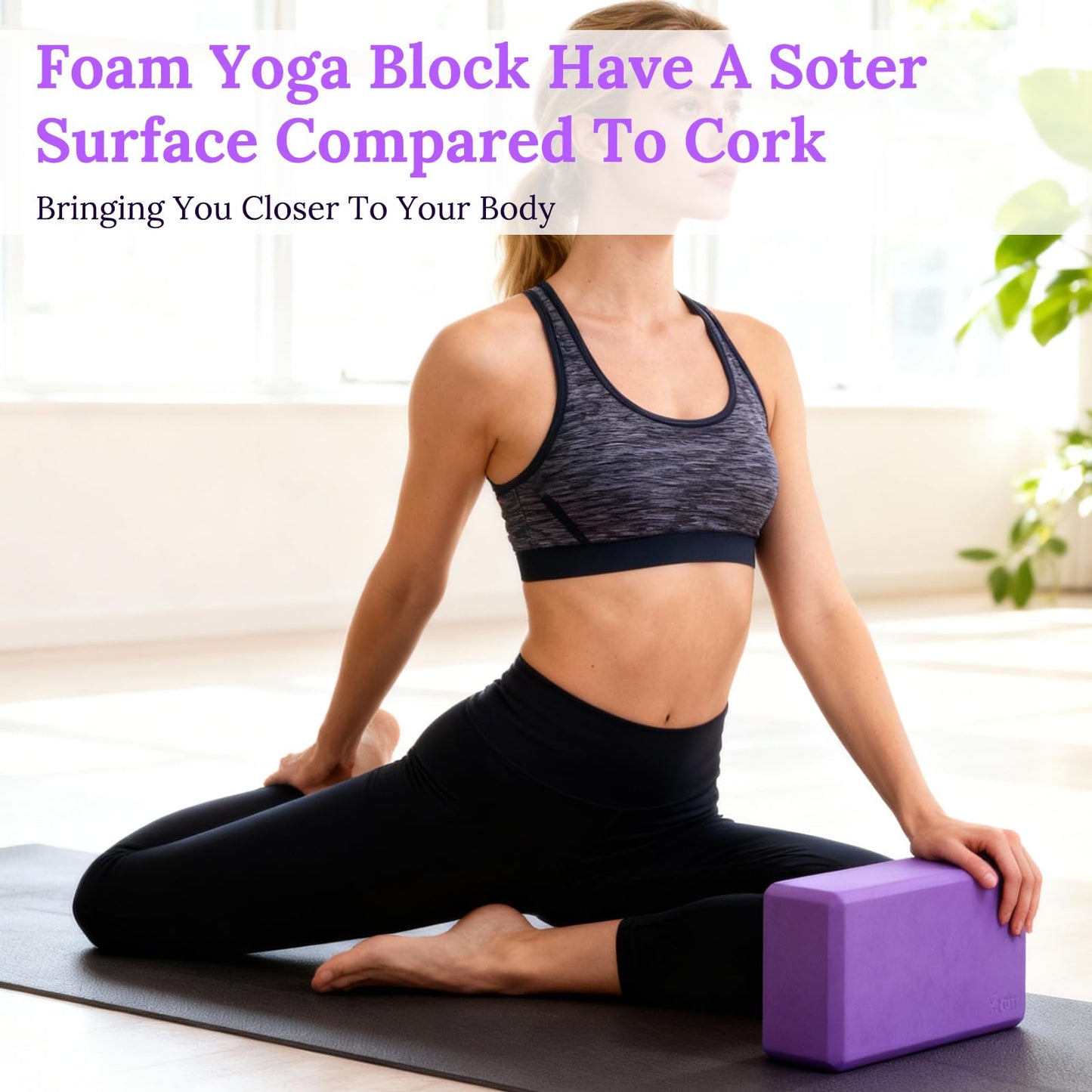 4 Pcs Yoga Blocks 9 x 6 x 3.15 Inch Eva Foam Lightweight Non Slip Yoga Props for Pilates Stretching and Meditation Exercise Blocks Lightweight Yoga Essentials