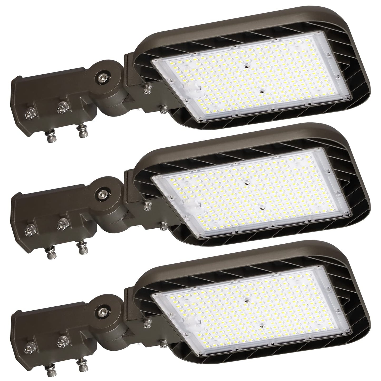 DEMILARE 150W Parking Lot Lights 3Pack 22500lm 5000K Led Shoebox Light Slip Fitter Dusk to Dawn Pole Light Outdoor IP65 Waterproof 120-277V Commercial Street Area Lighting for Driveways, Parking lot