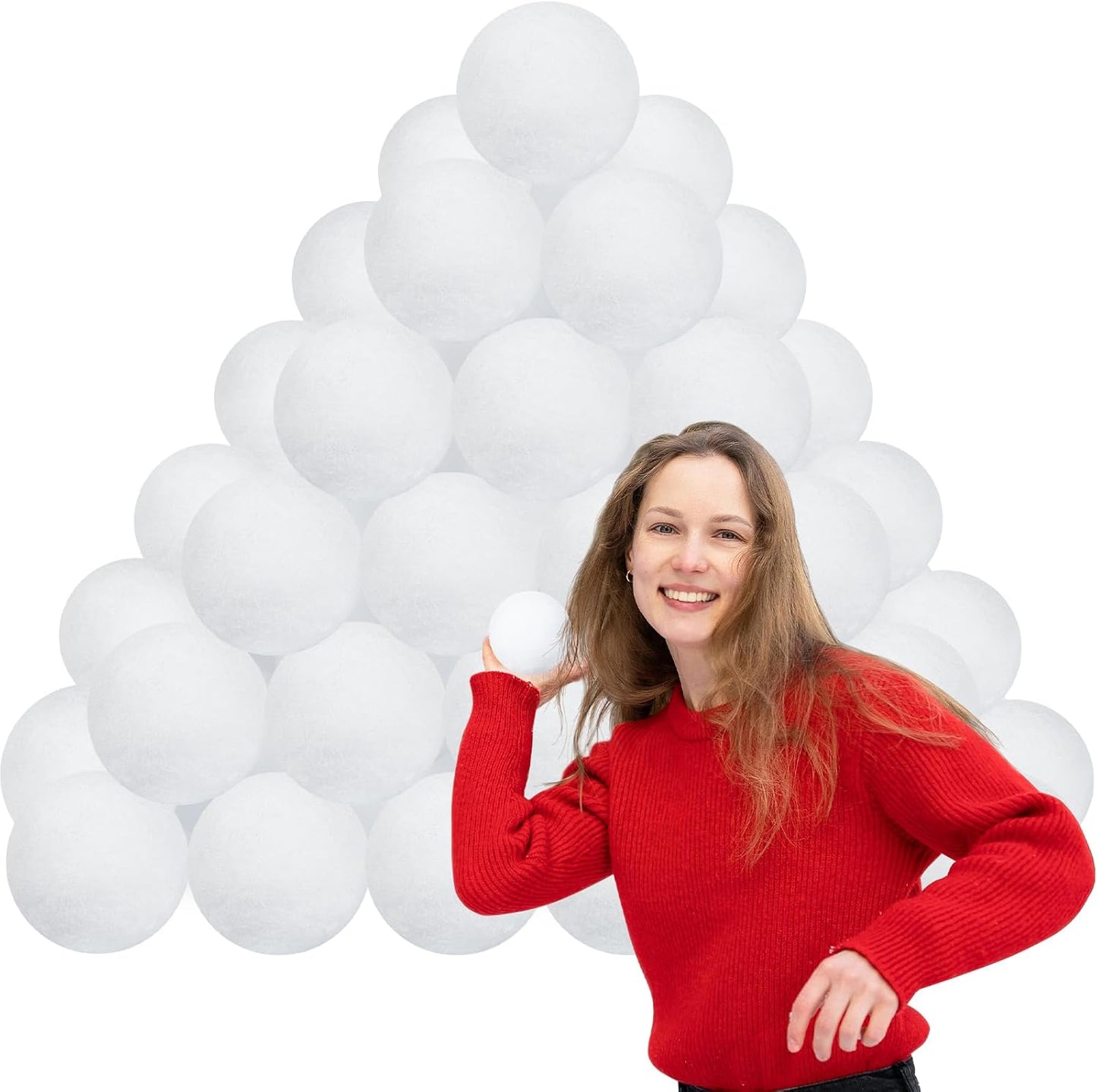 Skiennix 60 Pack Fake Snowballs - 3 Inch Realistic Indoor & Outdoor Snowball Fight Set for Winter Fun