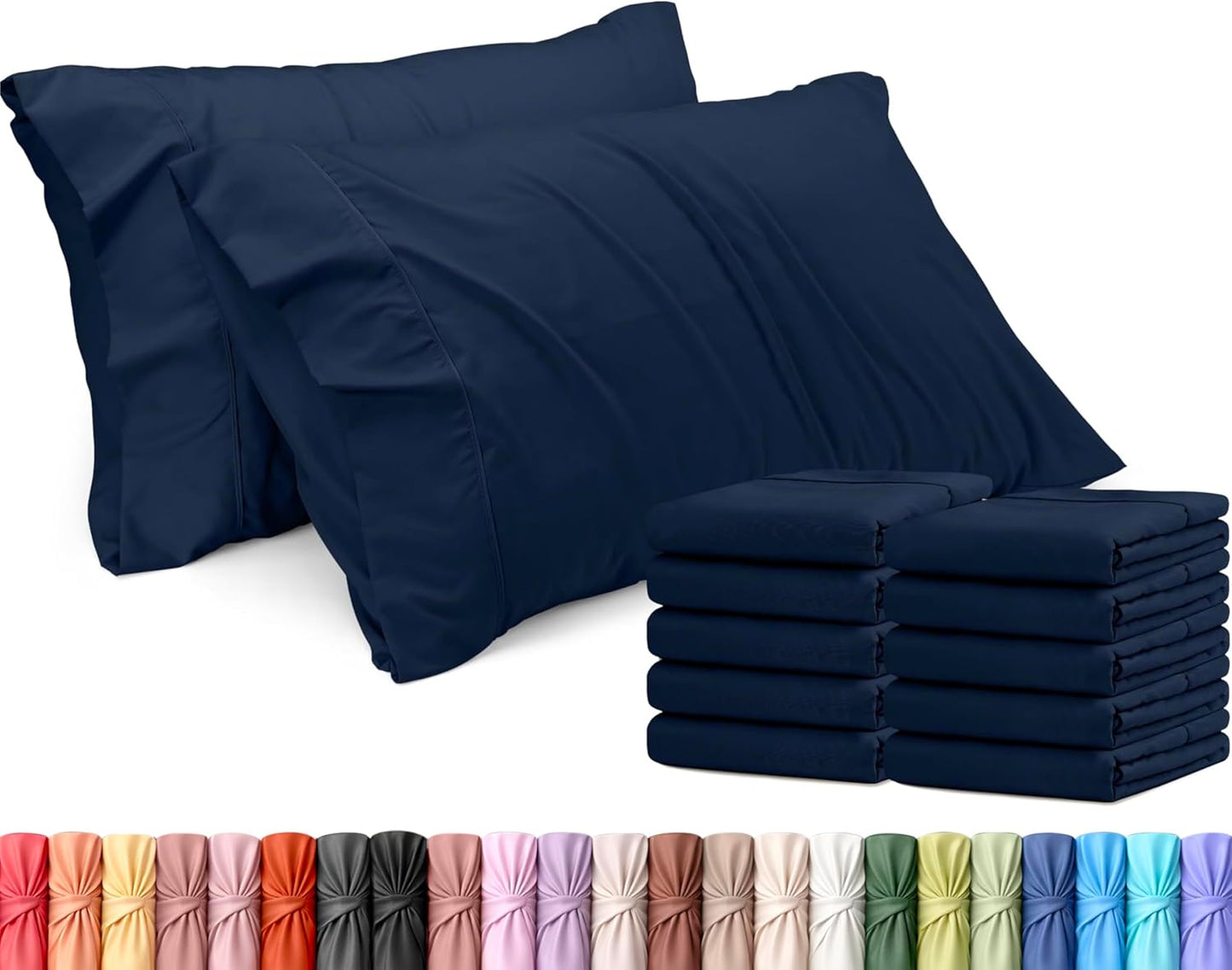 Utopia Bedding Queen Pillow Cases - 12 Pack Soft Brushed Microfiber - Fade Resistant 20 x 30 Inches | Navy