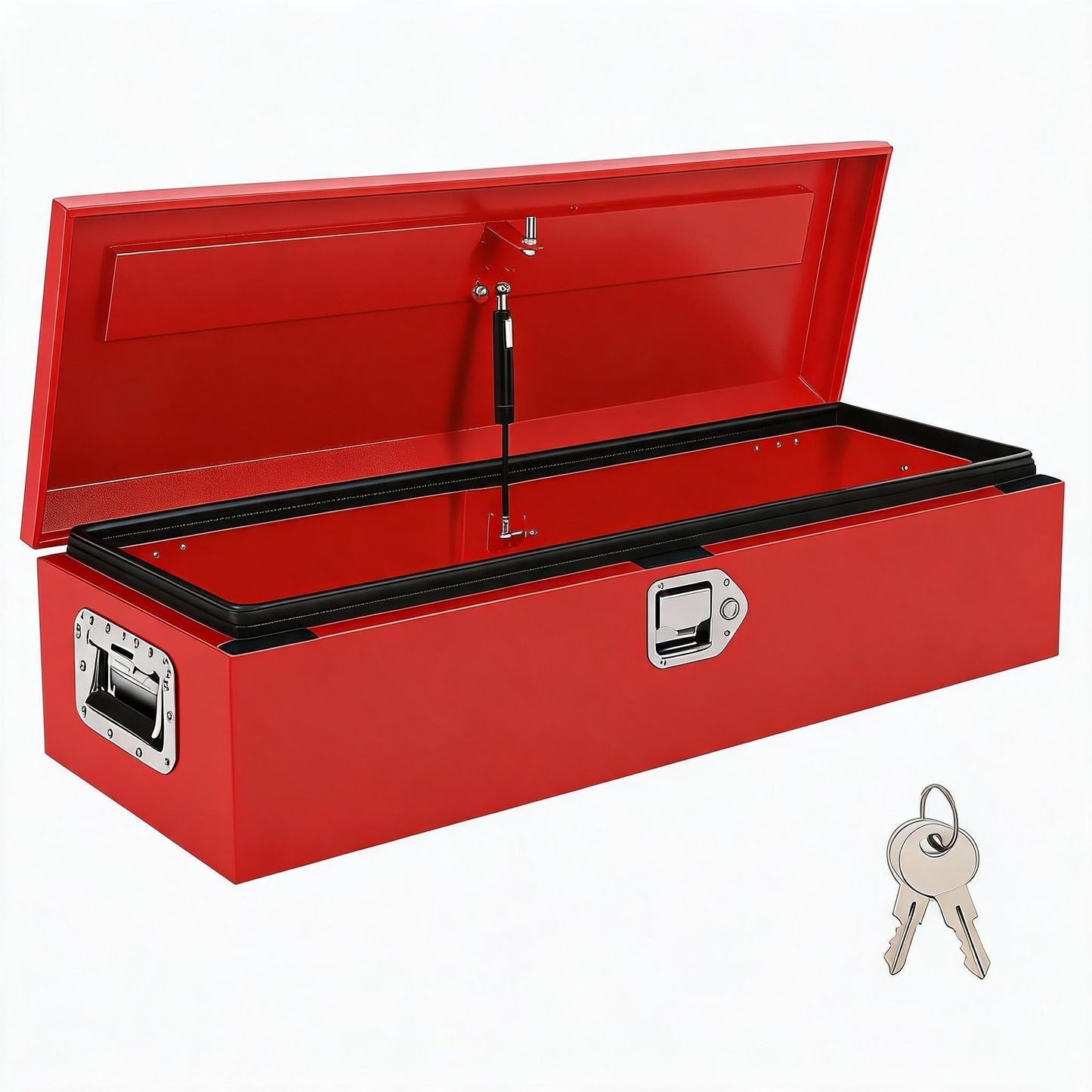 IDEALHOUSE Heavy Duty Diamond Plate Steel Truck Tool Box – Waterproof Metal Storage Chest with Lock & Side Handles – Secure Pickup Truck Toolbox for Trailers, RVs, Workshop (Powder-Coated Red)