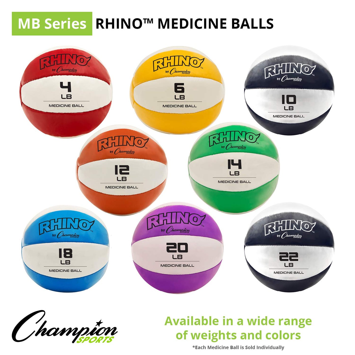 Champion Sports Exercise Medicine Ball, 6-7 lbs, Leather with No-Slip Grip, Weighted Med Ball for Weight Training, Stability, Plyometrics, Cross Training, Core Strength, Heavy Workout Ball