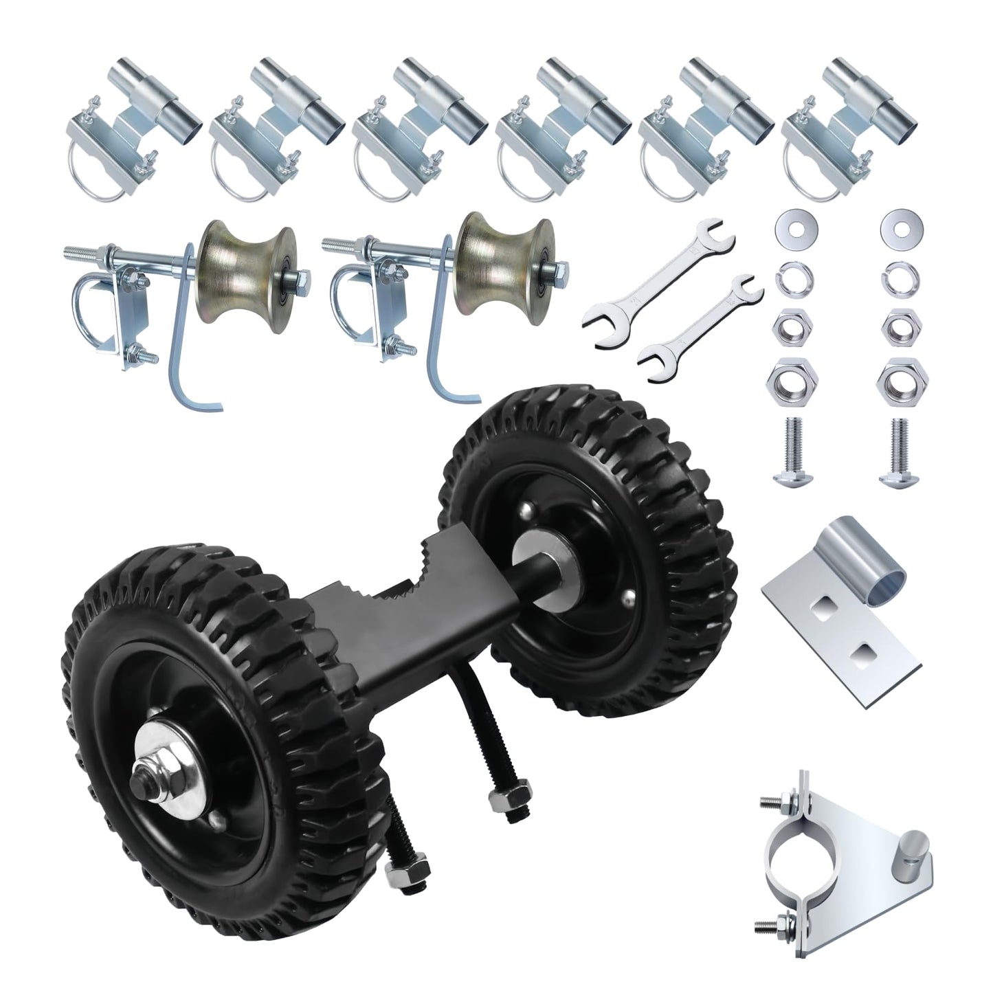 Jeogejin Rolling Gate Hardware Kit for Chain Link Gate Sliding Gate Hardware, Suitable for Sliding Gate Construction in Various Scenarios（Farm, Ranch, Yard）