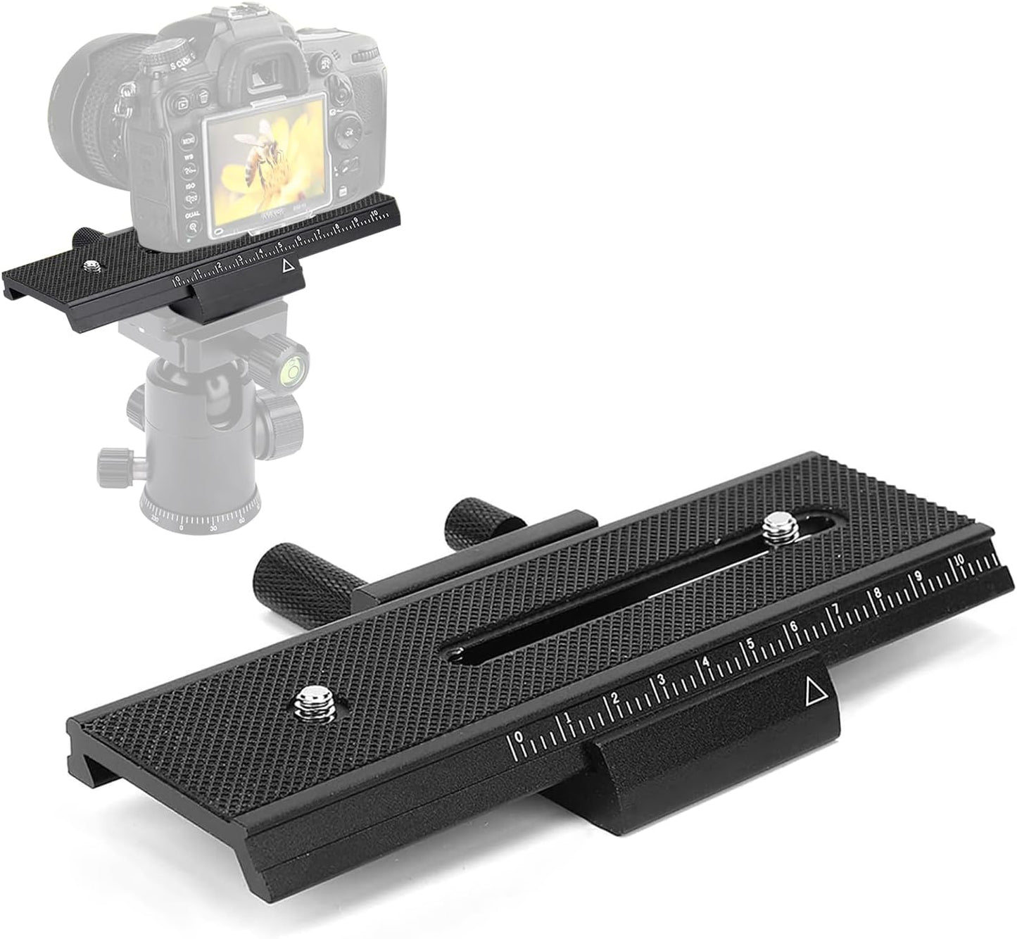 L-LINK 16cm/6.3in 2 1/4" Way Macro Focusing Rail Slider, Quick Screw Release Mount Camera Flash Support Plate, Focusing