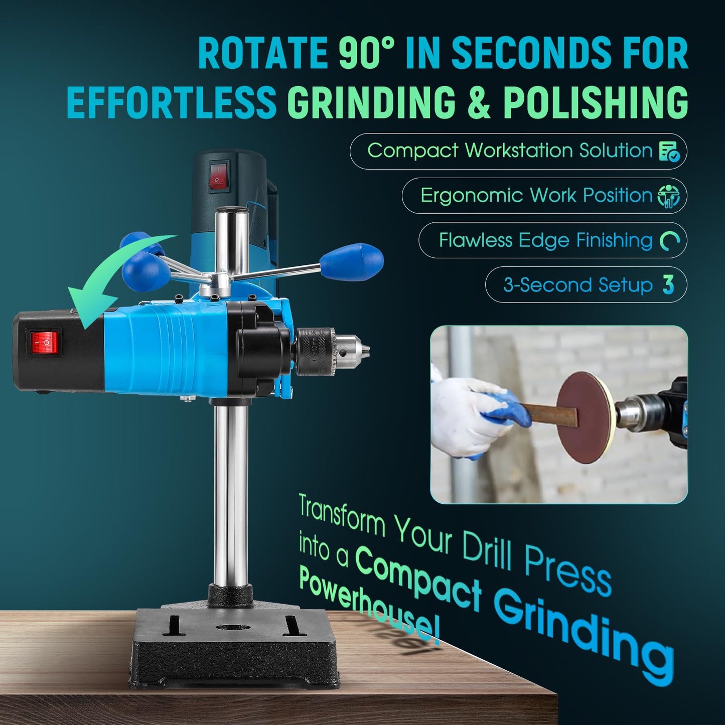 Antstone Mini Benchtop Drill Press 6-Speed 2800RPM Drill Press Rotary Tool Workstation Stand Precision Benchtop Drilling Machine 1200W Electric Portable Table Driller 3.15 Inch Depth