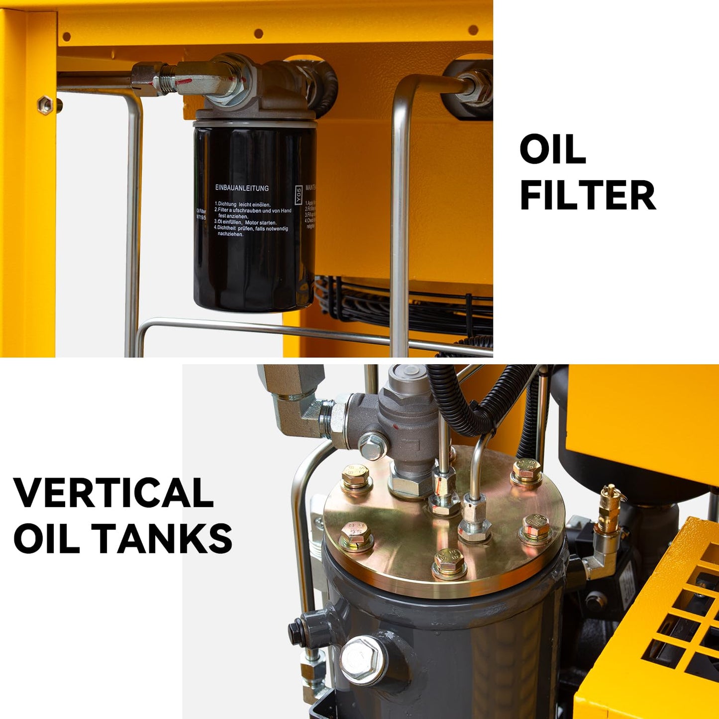 460V Universal Variable Frequency Motor Rotary Screw Air Compressor - 10HP/7.5KW Three-phase compatible - 39CFM@115PSI Base Mounted Commercial Air Compressed System
