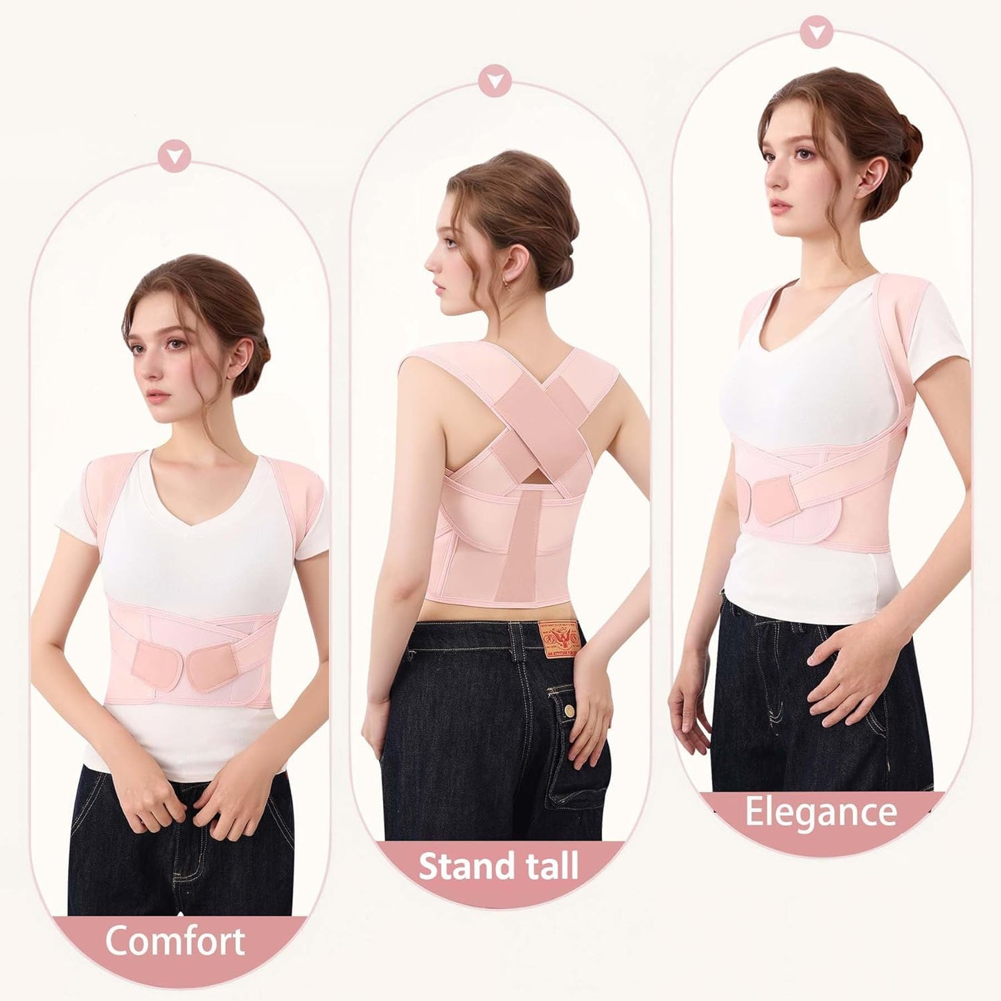 Zrughno Posture Corrector for Women and Men Back Brace Support Shoulder Straightener Hunchback Instant Scoliosis Adjustable (Pink, XXX-Large (Waist 45.2"-49.2”))