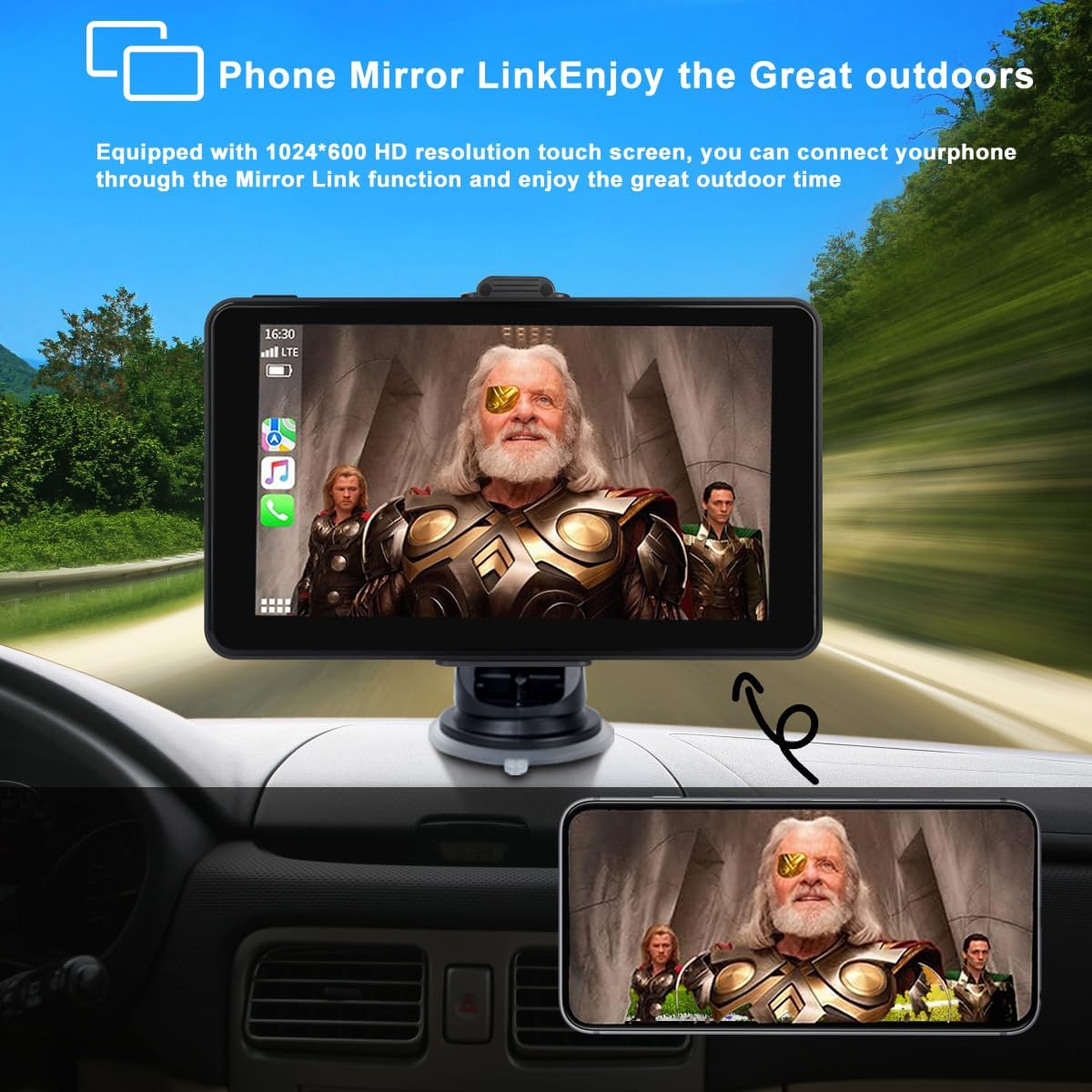 MRSXWPY 7-inch (7Inch) Portable Carplay Screen for Car Compatable with Apple CarPlay and Android Auto,Wireless Car Play