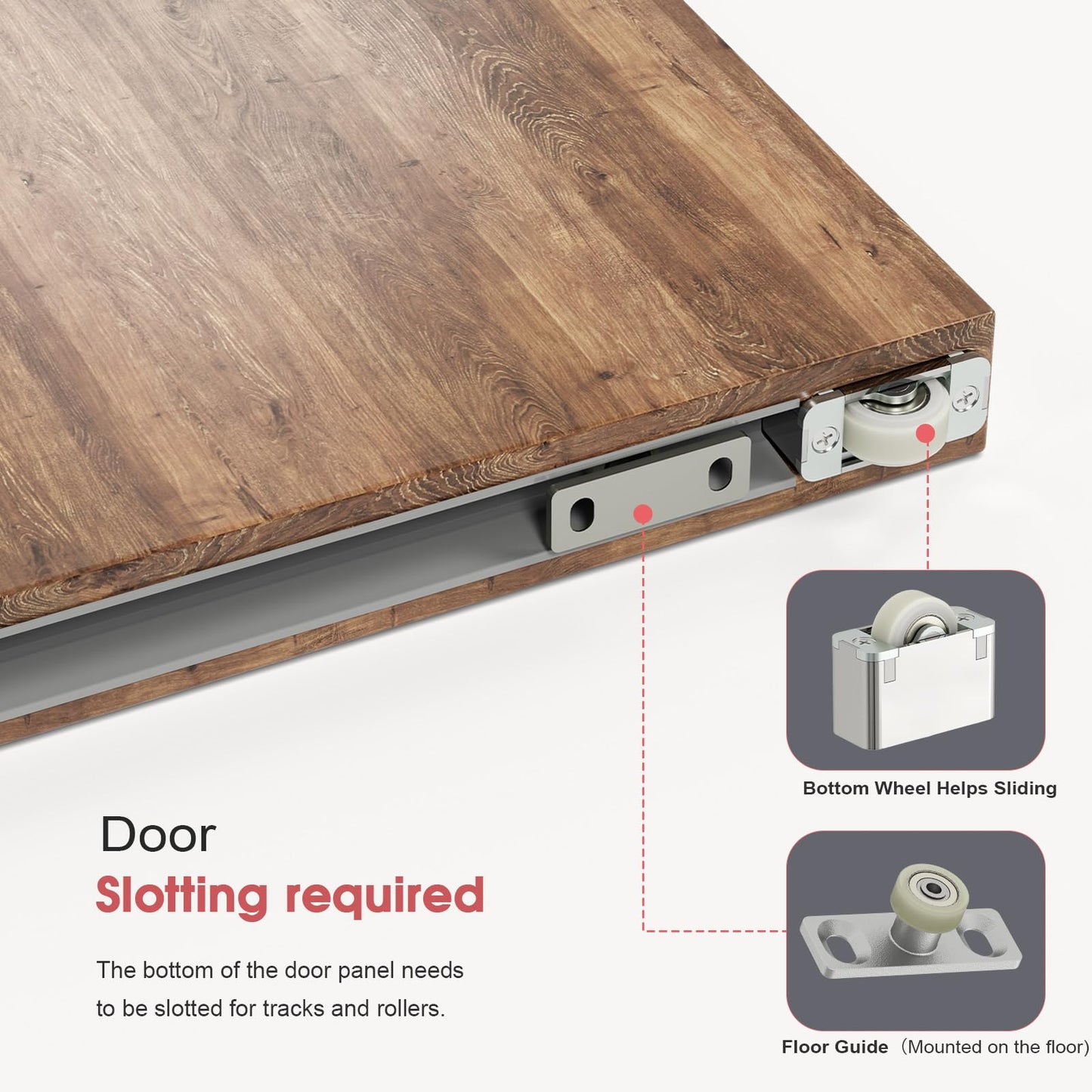 34" Concealed Sliding Barn Door Hardware Kit with Soft Close Mechanism for 26in Passage Opening, Hidden Sliding Door Hardware, Wall Mount for Interior Wooden Door (NO Door)