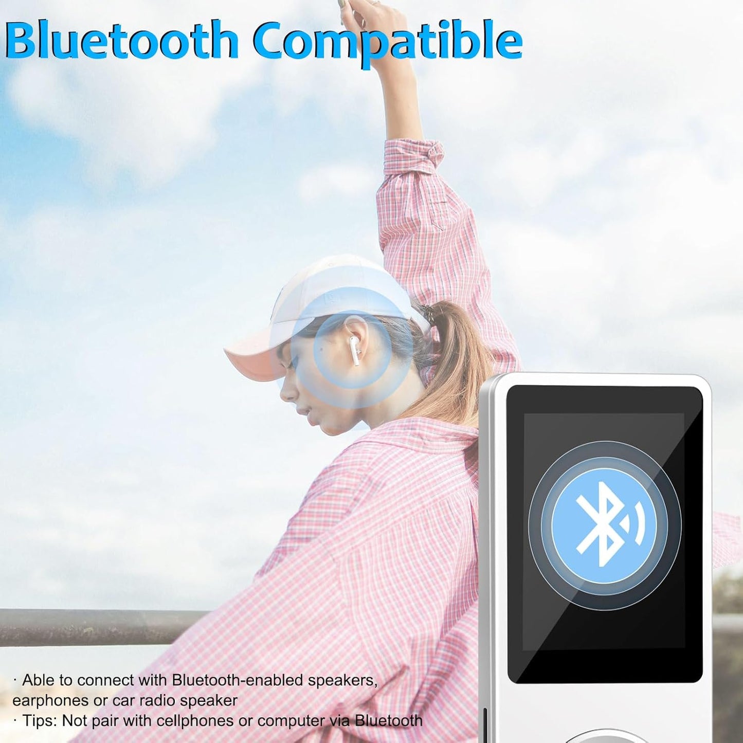 skybess MP3 64GB MP3 MP3 128GB Bluetooth Player with TF Card, Music Players with Speaker, Mini Media Player