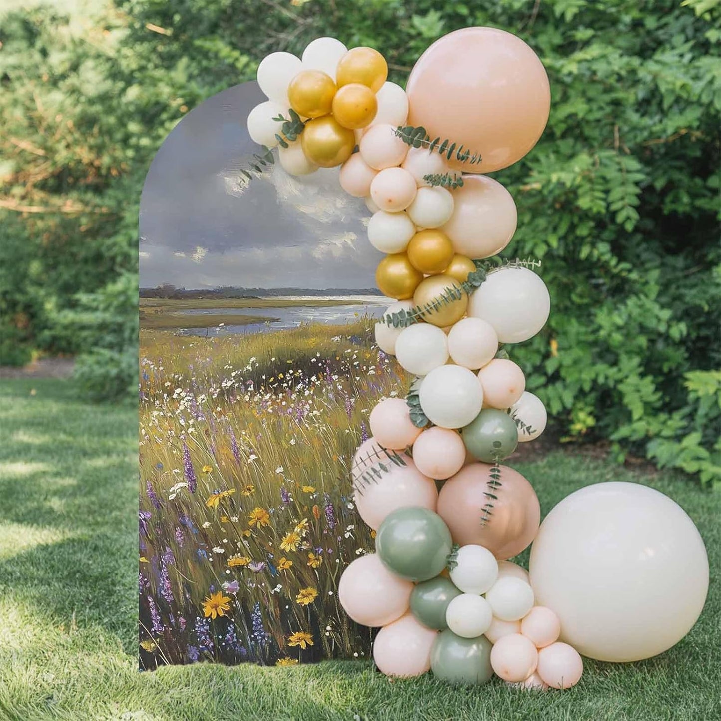 Jnbasdffb 6.6 Spring Floral Wedding Arch Cover, Stretchy Spandex Arch Backdrop Stand Covers FT, Modern Oil Painting