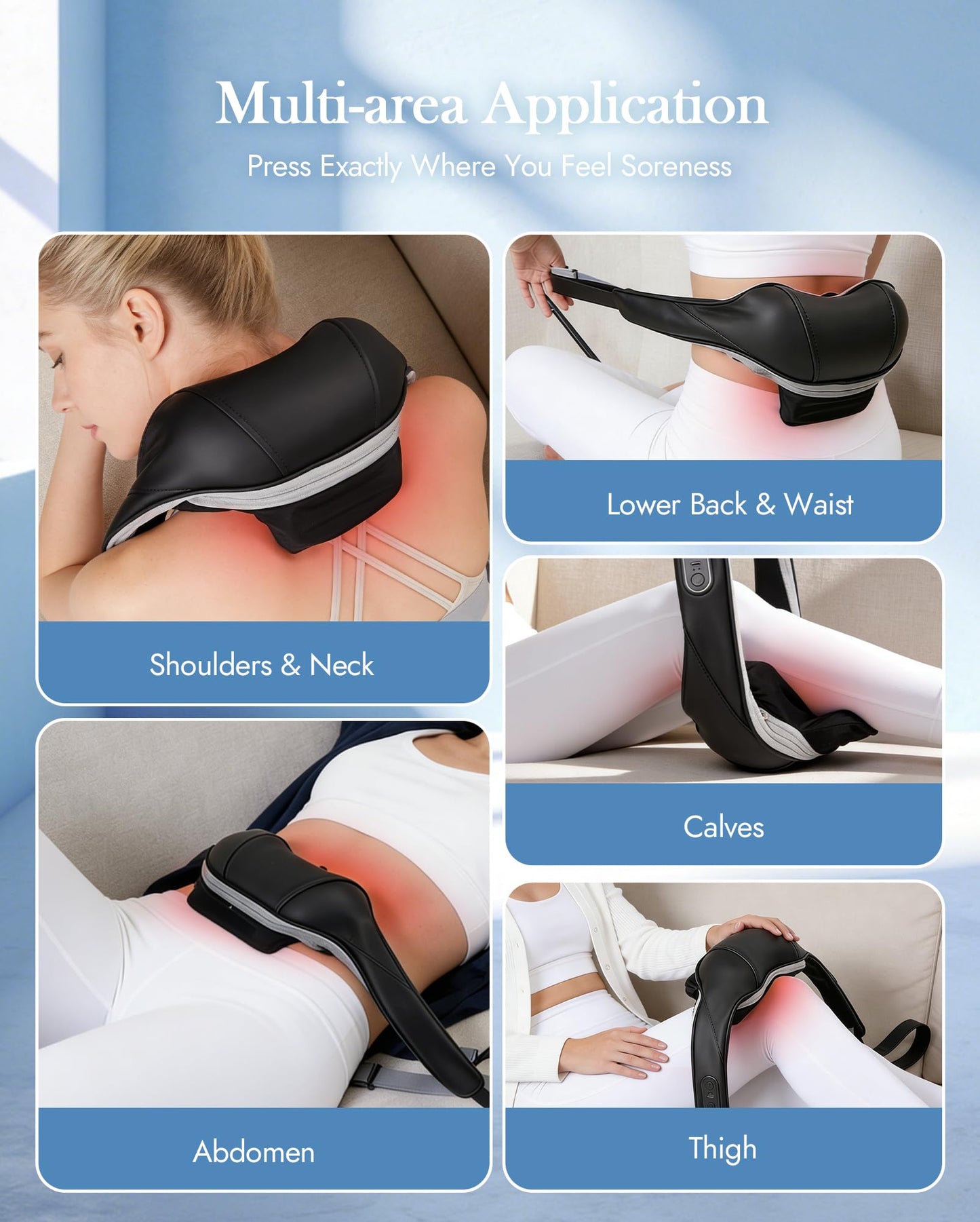 LOOMELL Neck Massager with Heat Cordless: Shiatsu Back Shoulder Massage Tools for Pain Relief Deep Tissue Electric 4D Kneading for Muscle Remedy Lymphatic Drainage Gifts for Men Women Mom Dad (Black)