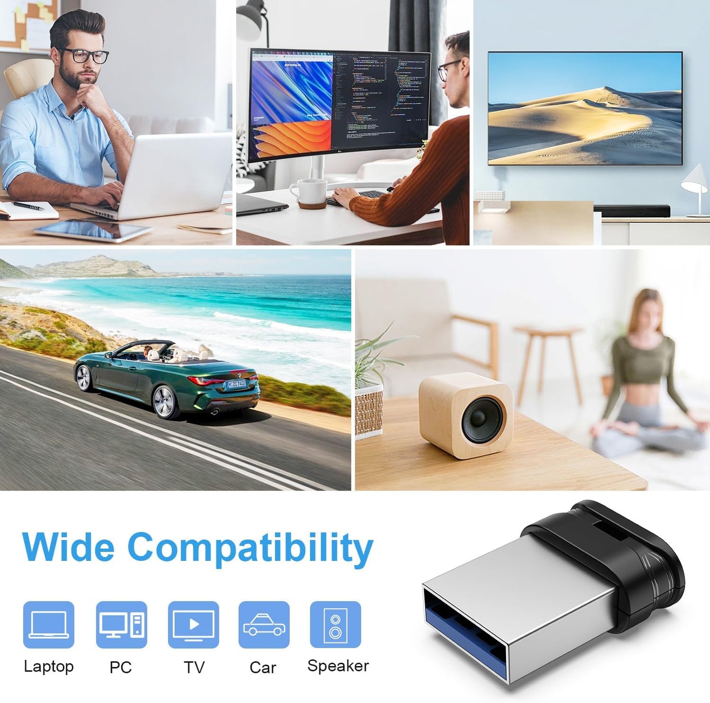 RAOYI 128GB 3.0 Lanyard,128G USB Stick USB Flash Drive with Mini Fit Memory Stick Ultra Slim Thumb Drive Zip Drive