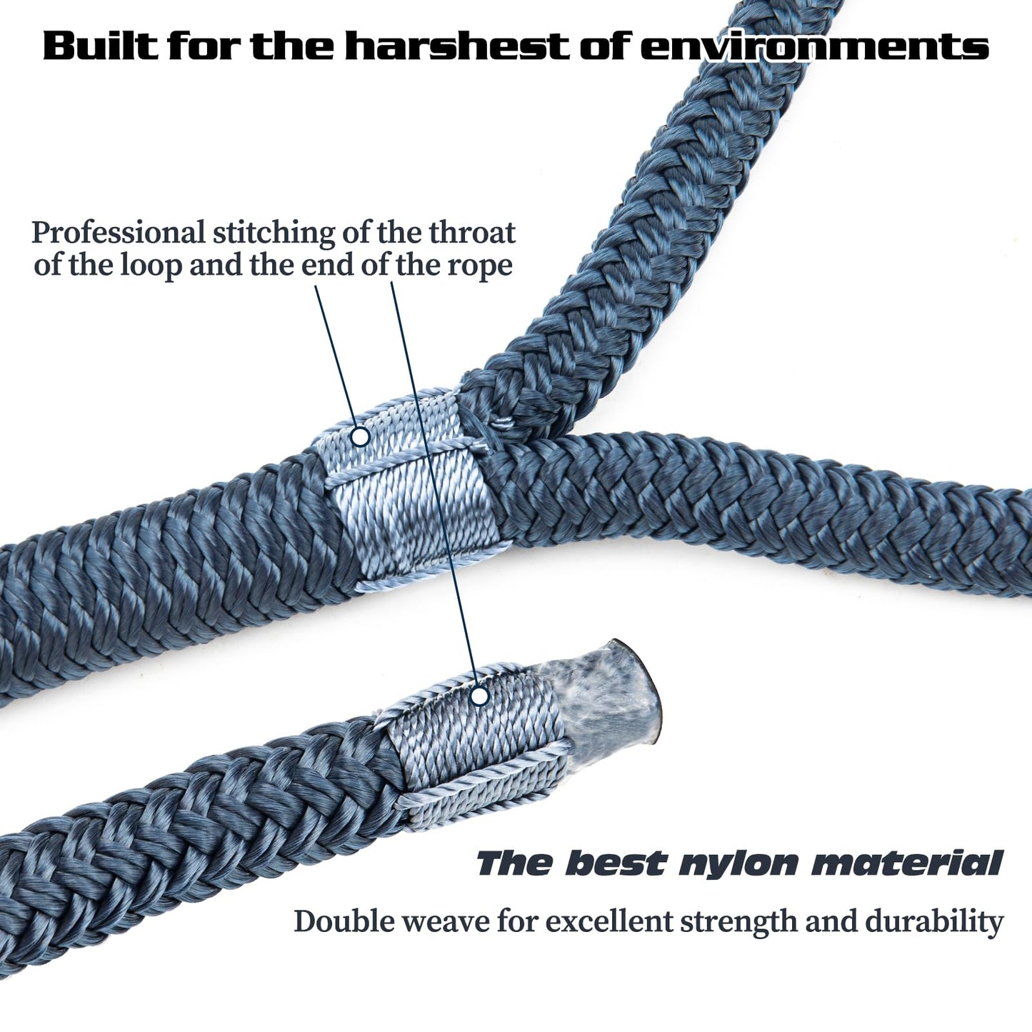 PropelTech 4 Pack 1/2" x 15’ Boat Dock Lines for Boat & Pontoon, Premium Marine- Grade Double Braided Nylon Dock Line, Pre-Spliced with a 12" Eyelet-Navy Blue,Boating Gifts for Men