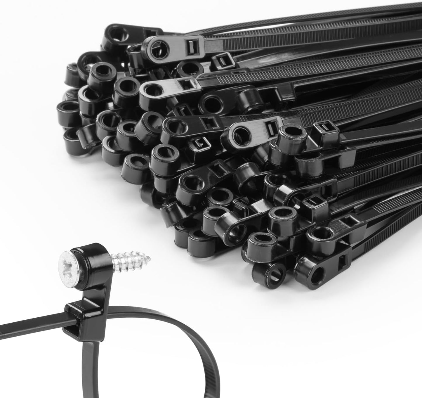 MasiStranth 200 12 inch 75lbs PCS Black Zip Ties with Screw Hole Mountable head Cable Ties Straps Multipurpose Heavy