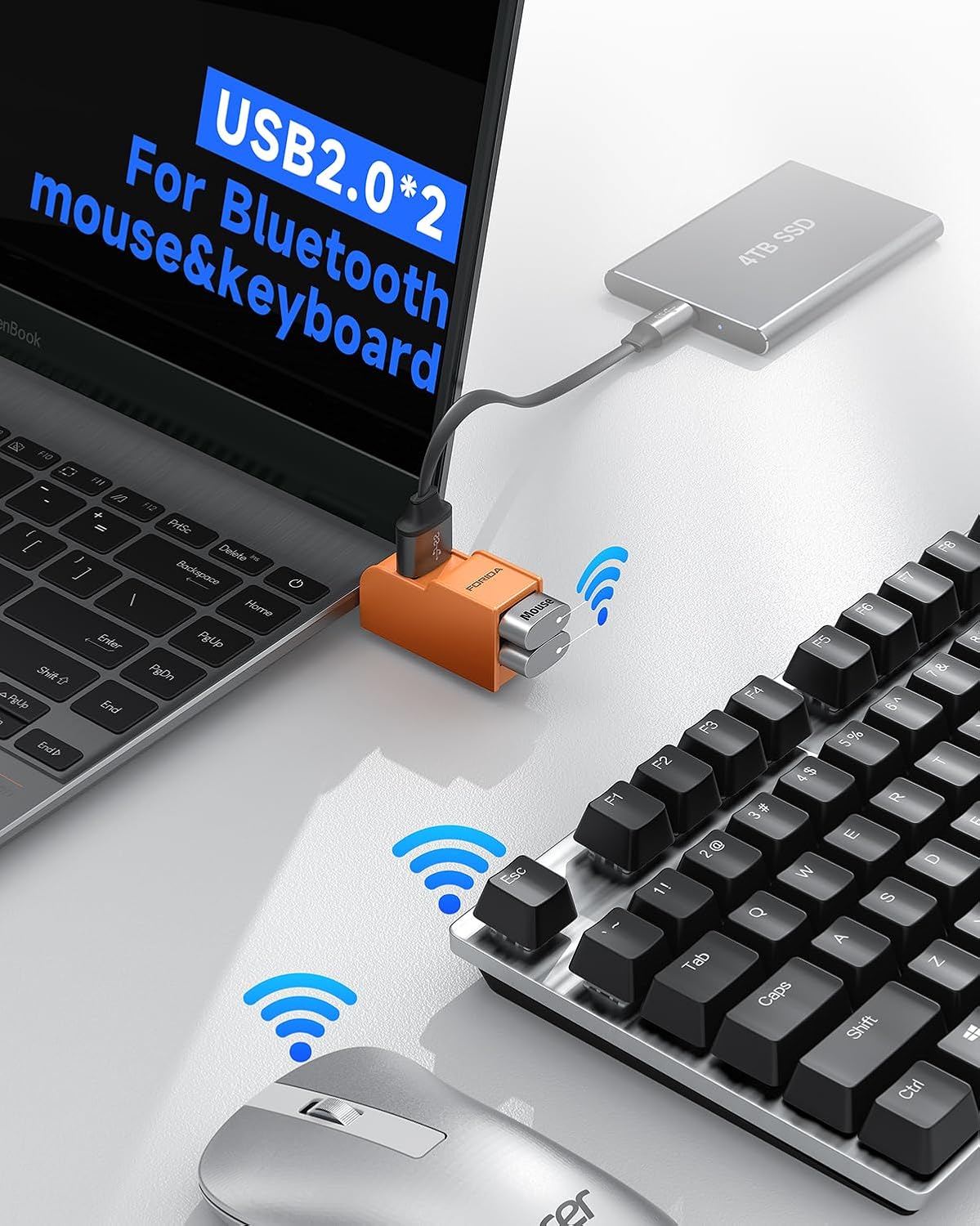 FORIDA 3 3.0 2 2.0 1 USB-3.0 Ports USB hub, USB Splitter to USB Out Ports and Port, Portable USB Adapter for Keyborad