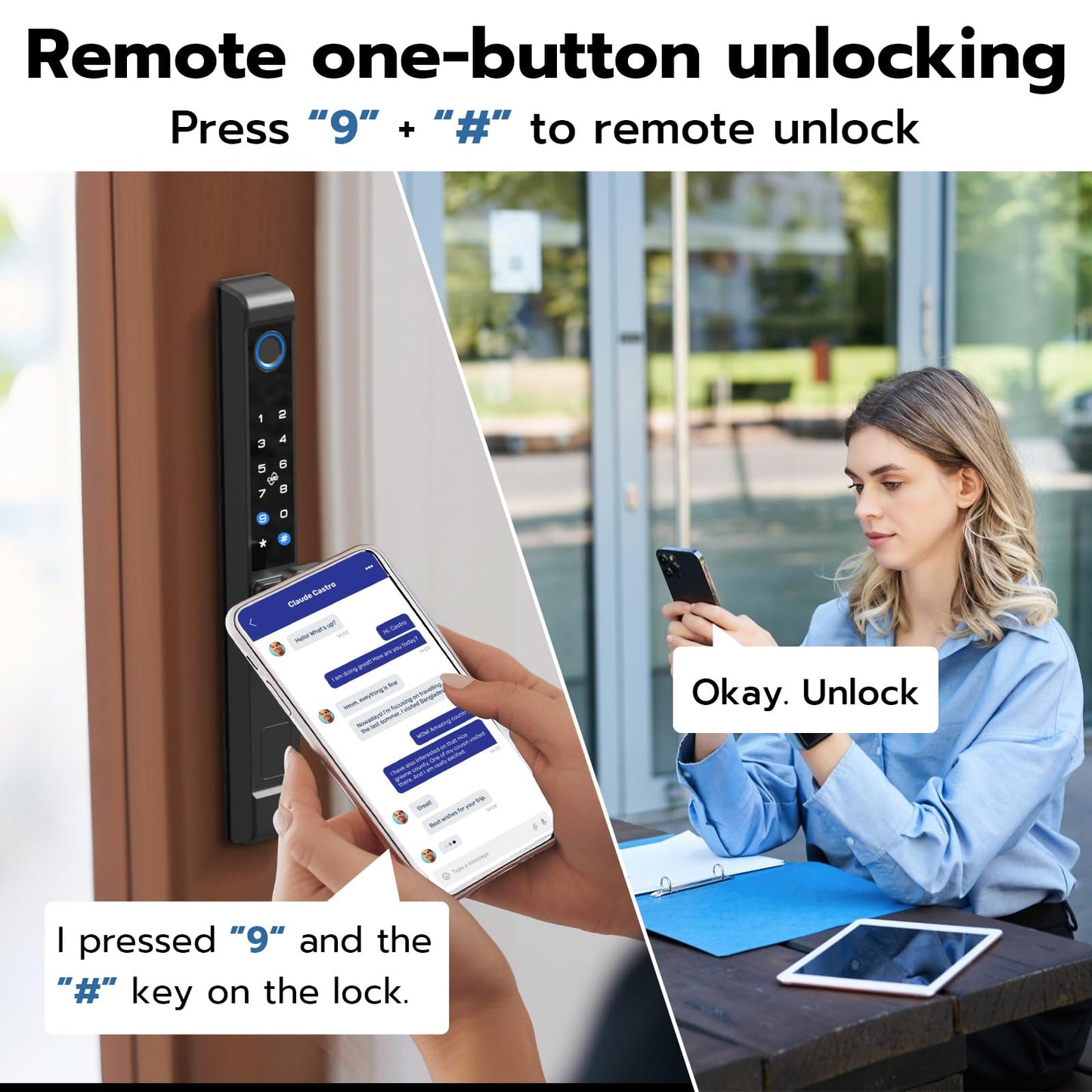 Sliding Glass Door Lock, Dhiedas Sliding Door Smart Lock with Fingerprint RFID Keypad Bluetooth App Electronic Digital Biometric Safety Patio Door Double Hook Slim Mortise Lock Set with Handle