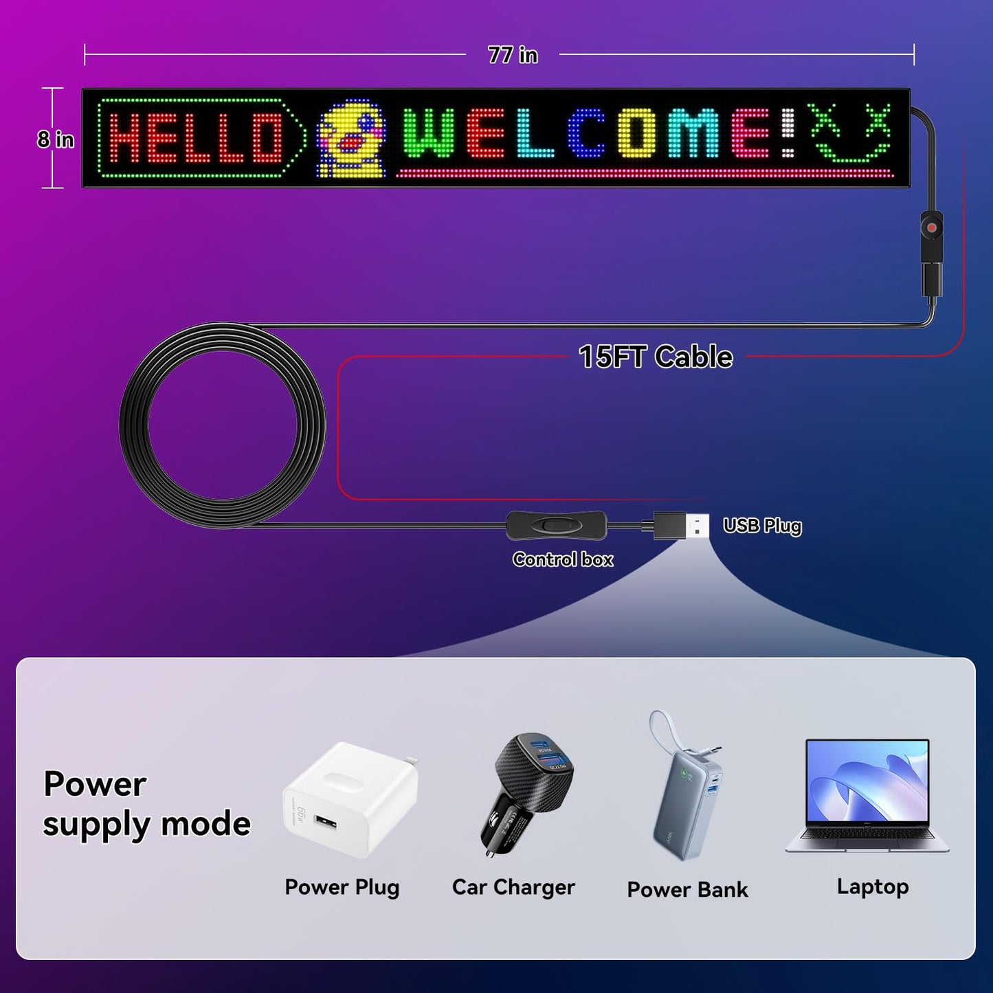 LED Sign - APP Control DIY Programmable Custom Sign Waterproof Flexible USB 5V 2A LED Open Sign Scrolling&Stationary Display for Window Ads,Parties Weddings Store Bar Hotel NEMGOME