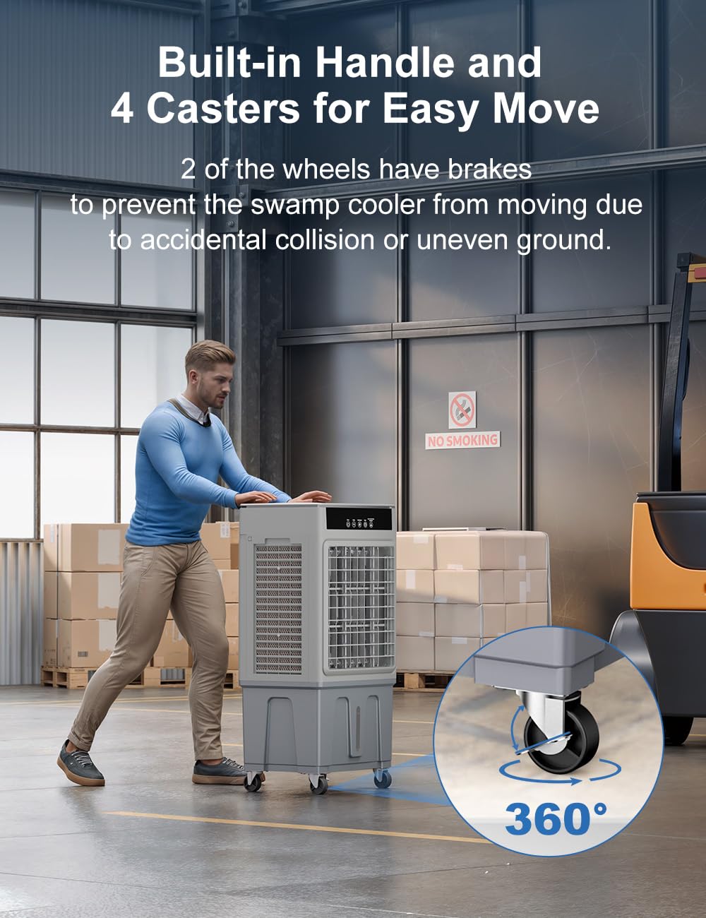 Large Swamp Cooler Air Conditioner, 2200CFM Evaporative Air Cooler, 24H Timer & 8 Gal Water Tank, 100°Oscillation, 3 Speeds&4 Ice Boxes,Remote, Portable Cooling Fan for Garage Outdoor, Extra Large