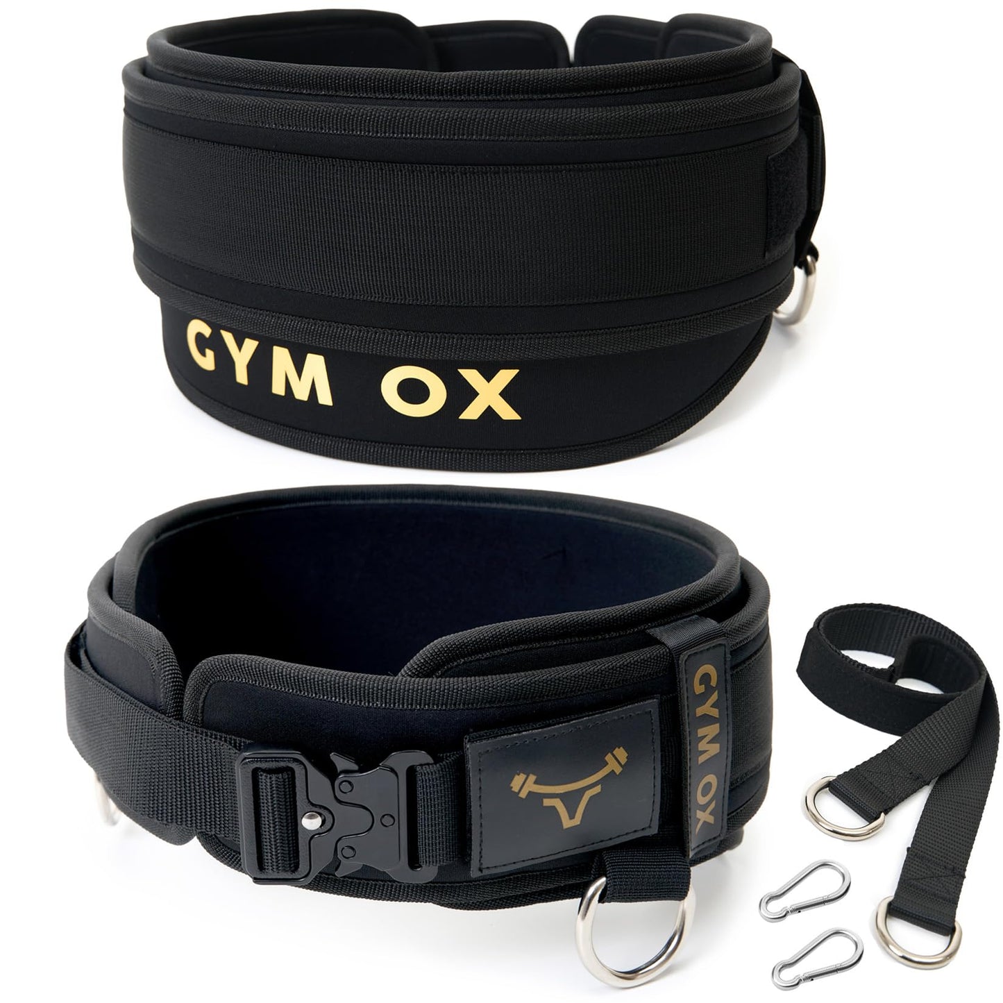 2-in-1 Weightlifting Belt & Dip Belt with Quick-Release Aluminum Buckle - Hybrid Squat Belt for Core Support & Weighted Pull Up Belt with High-Strength Strap - Heavy Duty Neoprene Gym Belt for Men & Women (Black, Small)