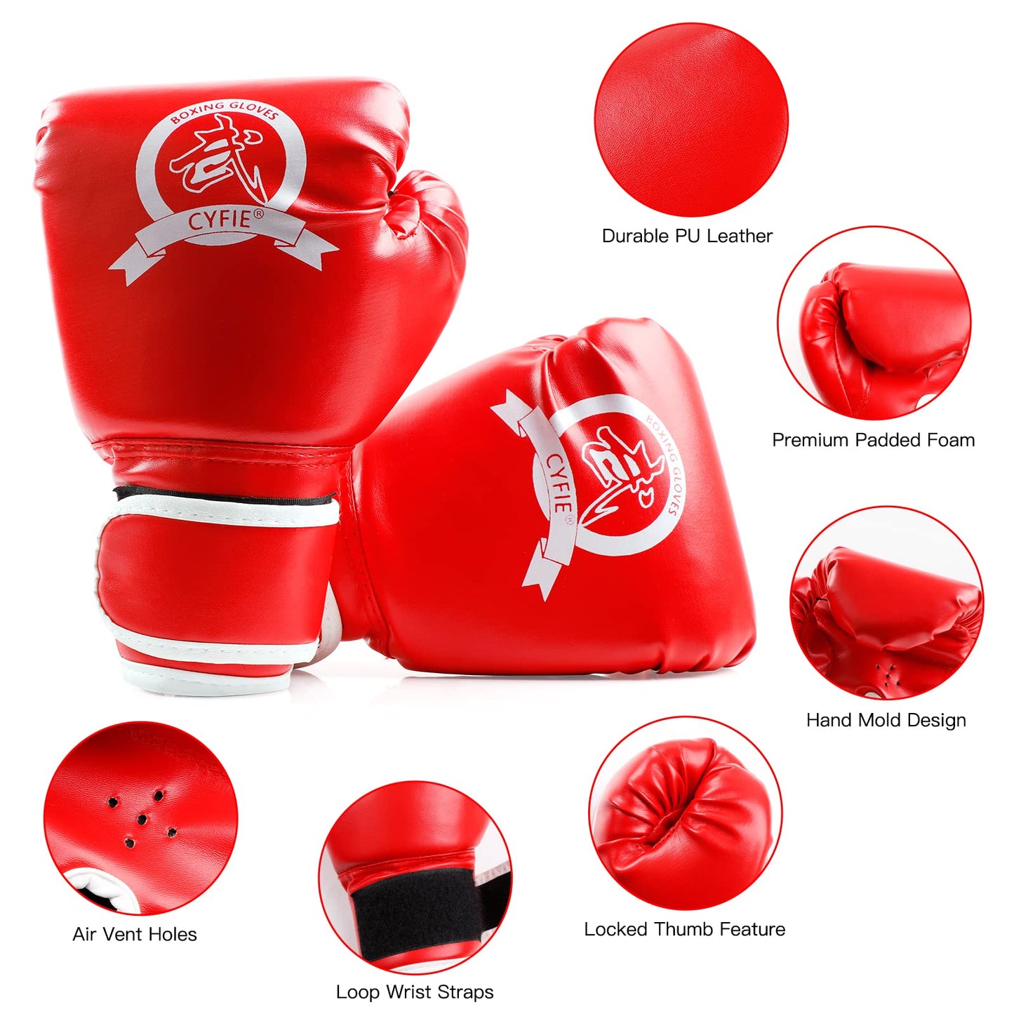CYFIE Boxing Equipment Kids, Kicking Shields Pads Training Gloves Punching Mitts for Karate, Muay Thai, Taekwondo, Martial Arts Home Gym Workout, Karate Kick Pads for Toddler, Youth, Women (Red)