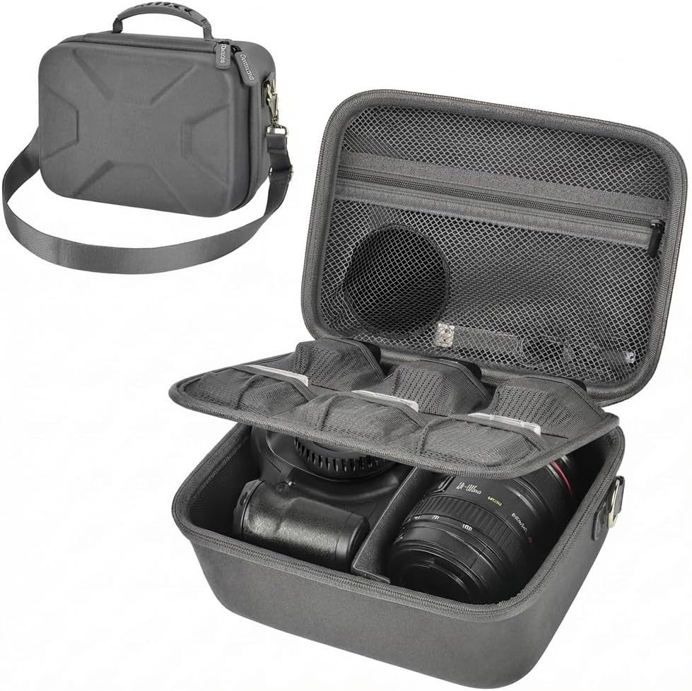 T7 R50 R100 R10 R5 R6 R8 6 Comecase Hard Camera Case for Canon EOS Rebel Mark II, DSLR Mirrorless Camera Bag with Slots