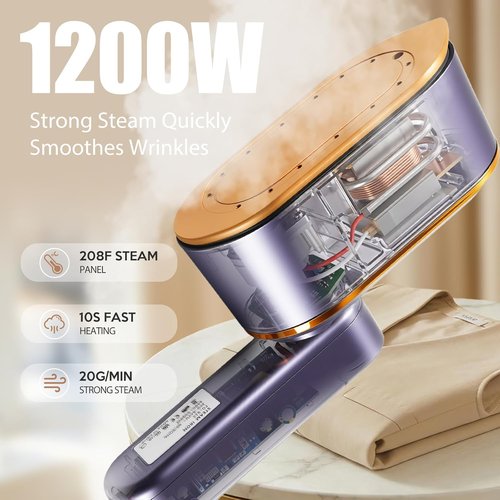 Droyek Portable Travel Steamer - 1200W Powerful 2-in-1 Iron & Steamer | Fast Heat in 10s, 150ml Tank